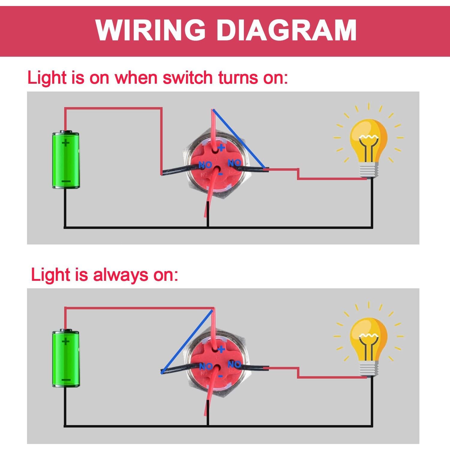 Interruptor Momentáneo 22mm DMWD Metal Impermeable 7Amp 12-24V