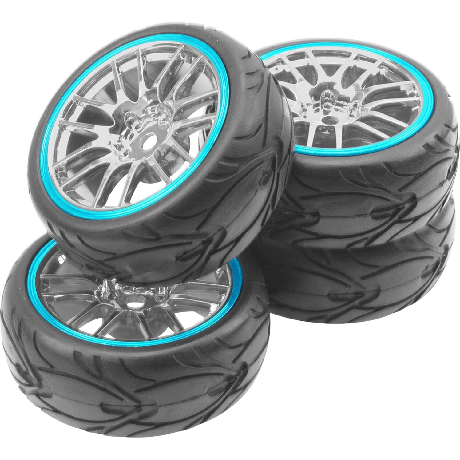 Rines y Neumáticos RC 1/10 ShareGoo 66mm Azul/Rojo Set 4