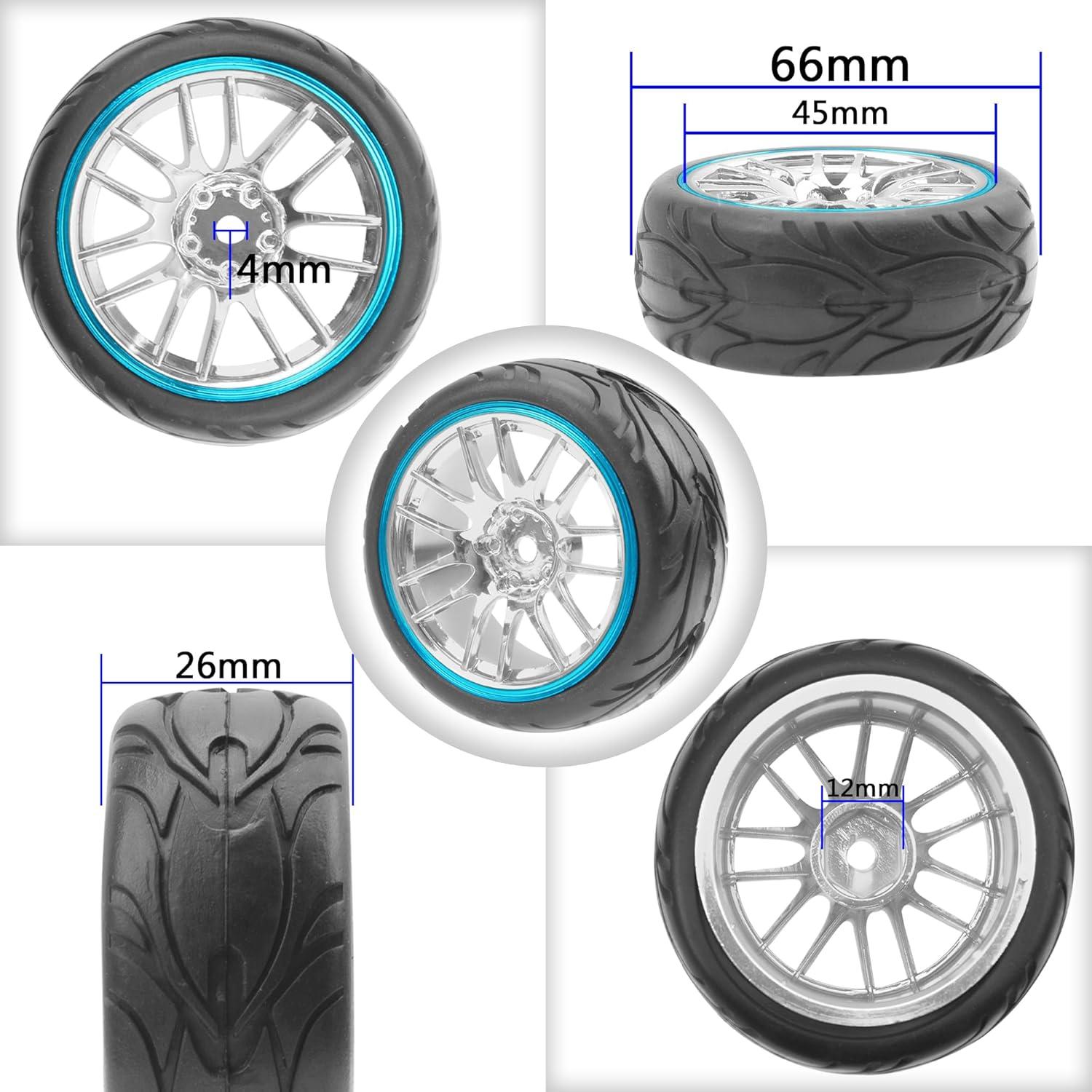 Rines y Neumáticos RC 1/10 ShareGoo 66mm Azul/Rojo Set 4