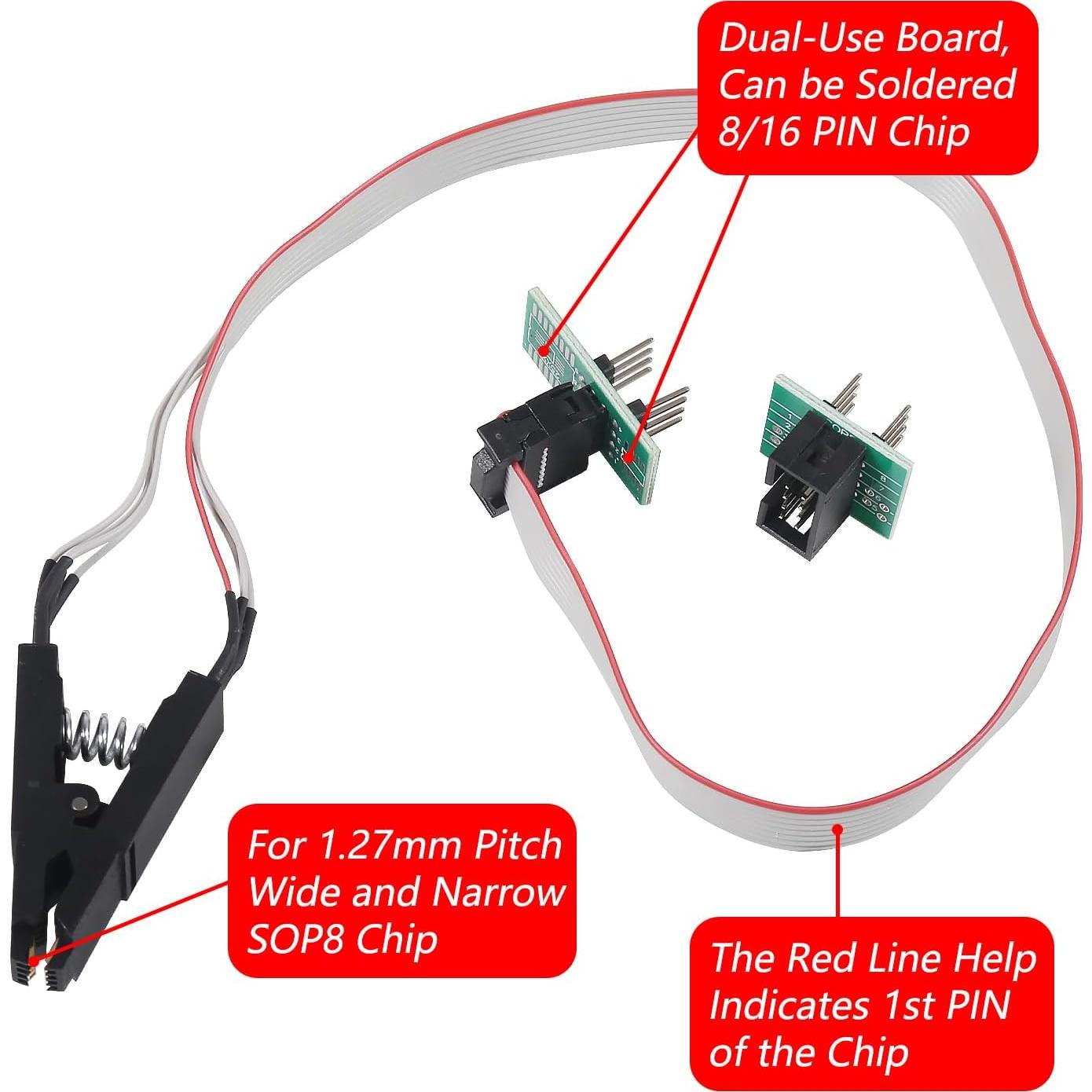 Clip de Prueba SOIC8 SOP8 JUZITAO + Programador USB CH341A