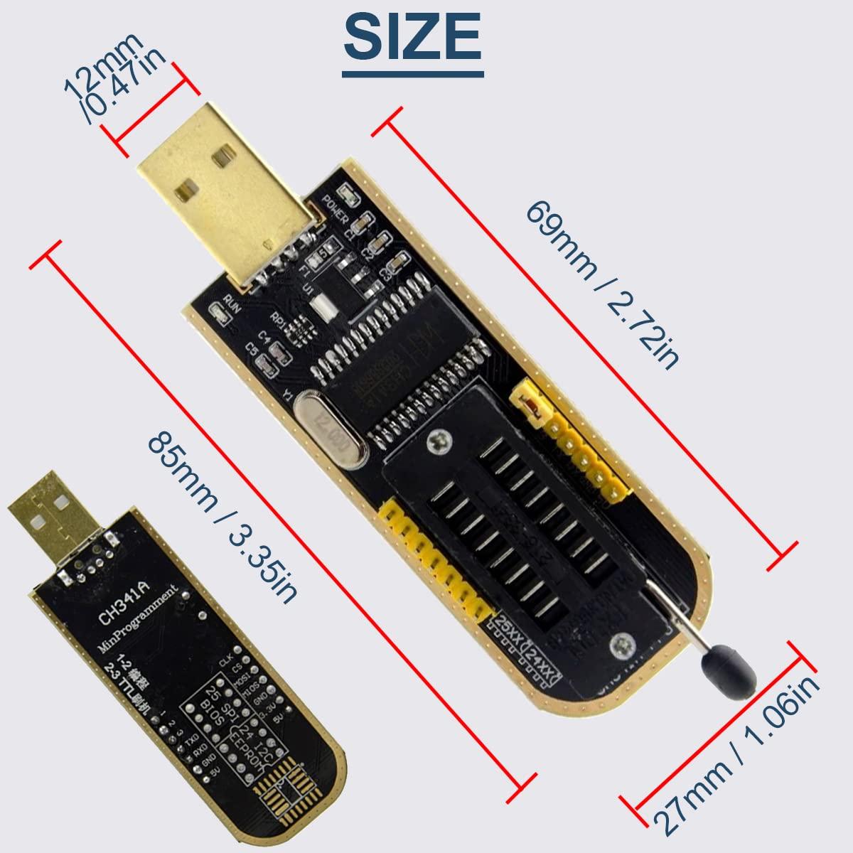 Programador USB CH341A para EEPROM Flash BIOS 24 25 con Clip SOIC8