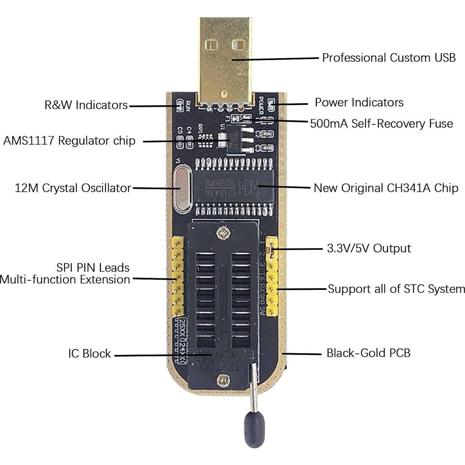 Programador de Chip Flash CH341A USB con Clip SOP8 y Adaptadores
