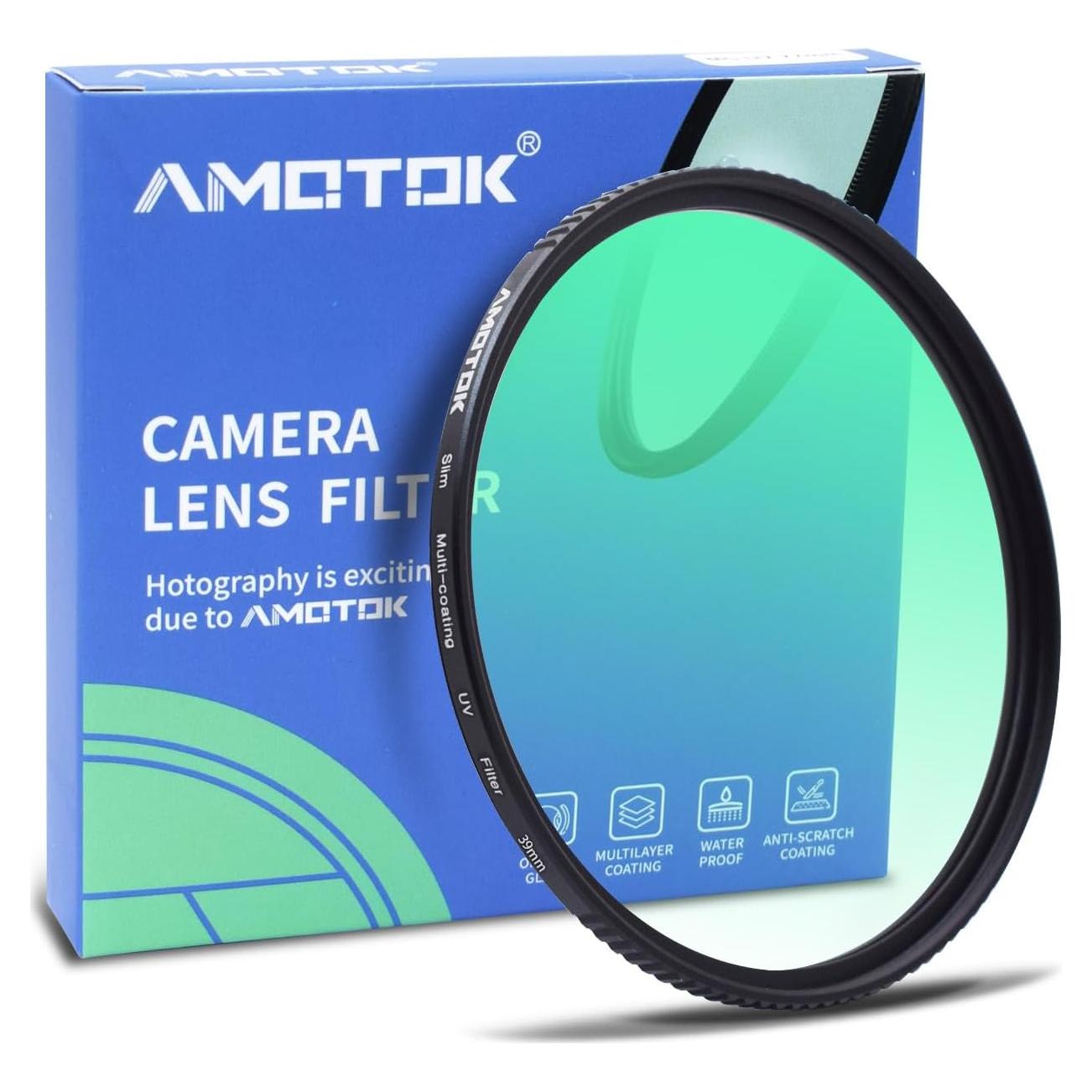 39mm Ultra-Slim UV Camera Filter,16 Multi-Layer Coated HD/Waterproof/Scratch Resistant UV Filter with,Optical Glass+Aluminum Alloy Frame for Any 39mm Camera Lens(39mm)