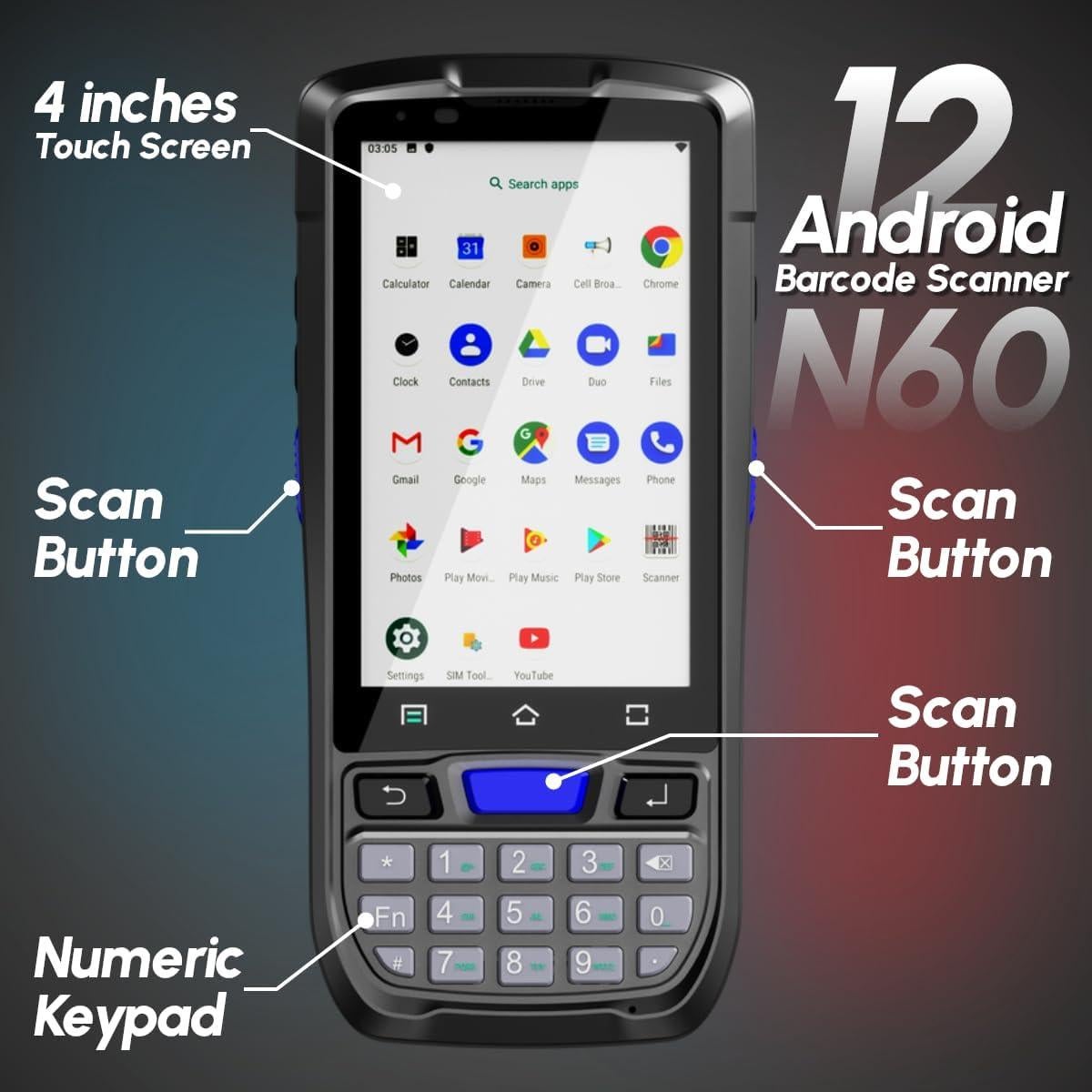 Escáner de Código de Barras Android Rayoungtek N60 4G WiFi