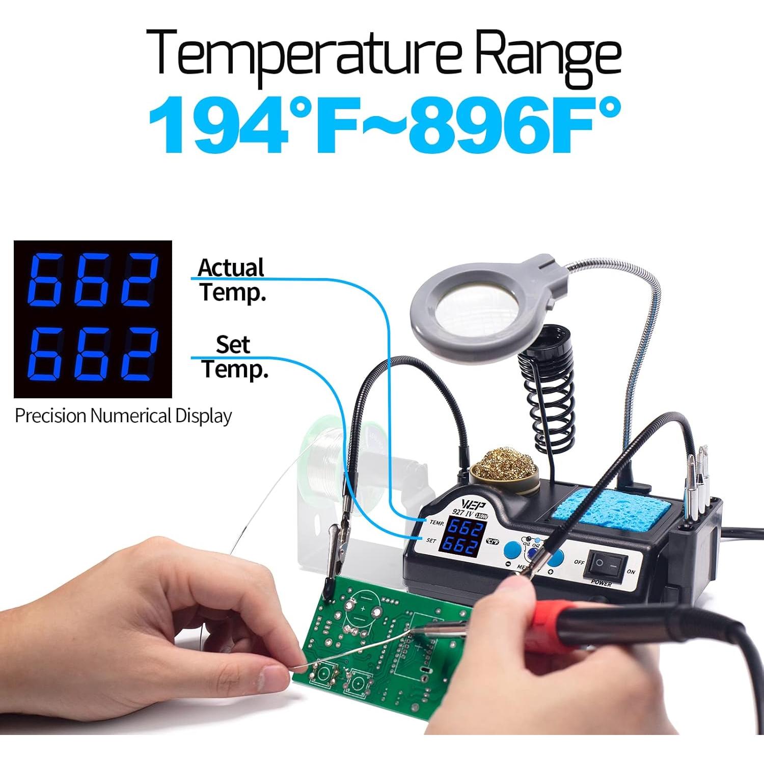 Estación de Soldadura WEP 927-IV 110W con Lupa LED y Accesorios