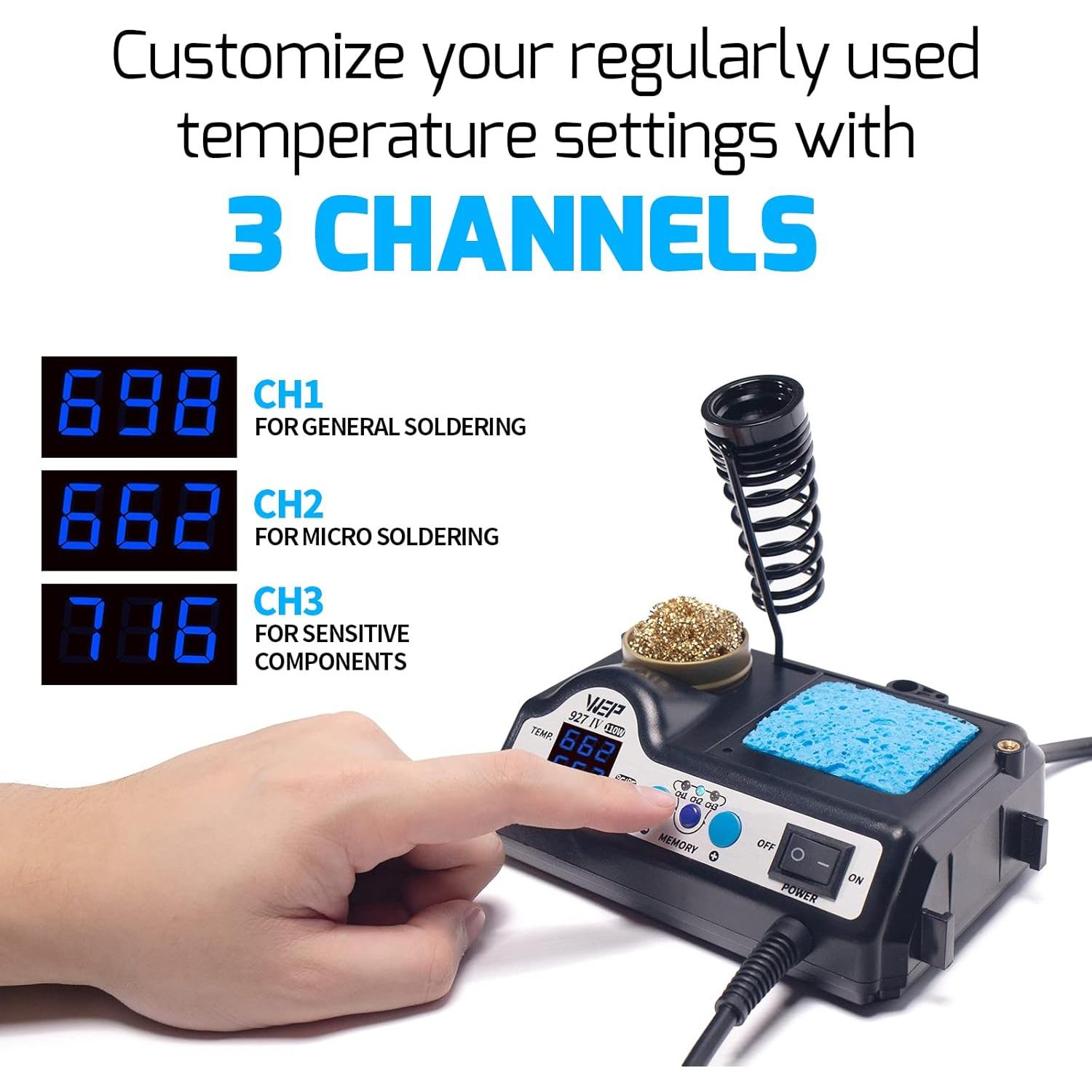 Estación de Soldadura WEP 927-IV 110W con Lupa LED y Accesorios