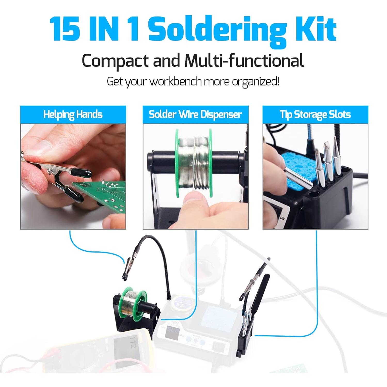 Estación de Soldadura WEP 927-IV 110W con Lupa LED y Accesorios