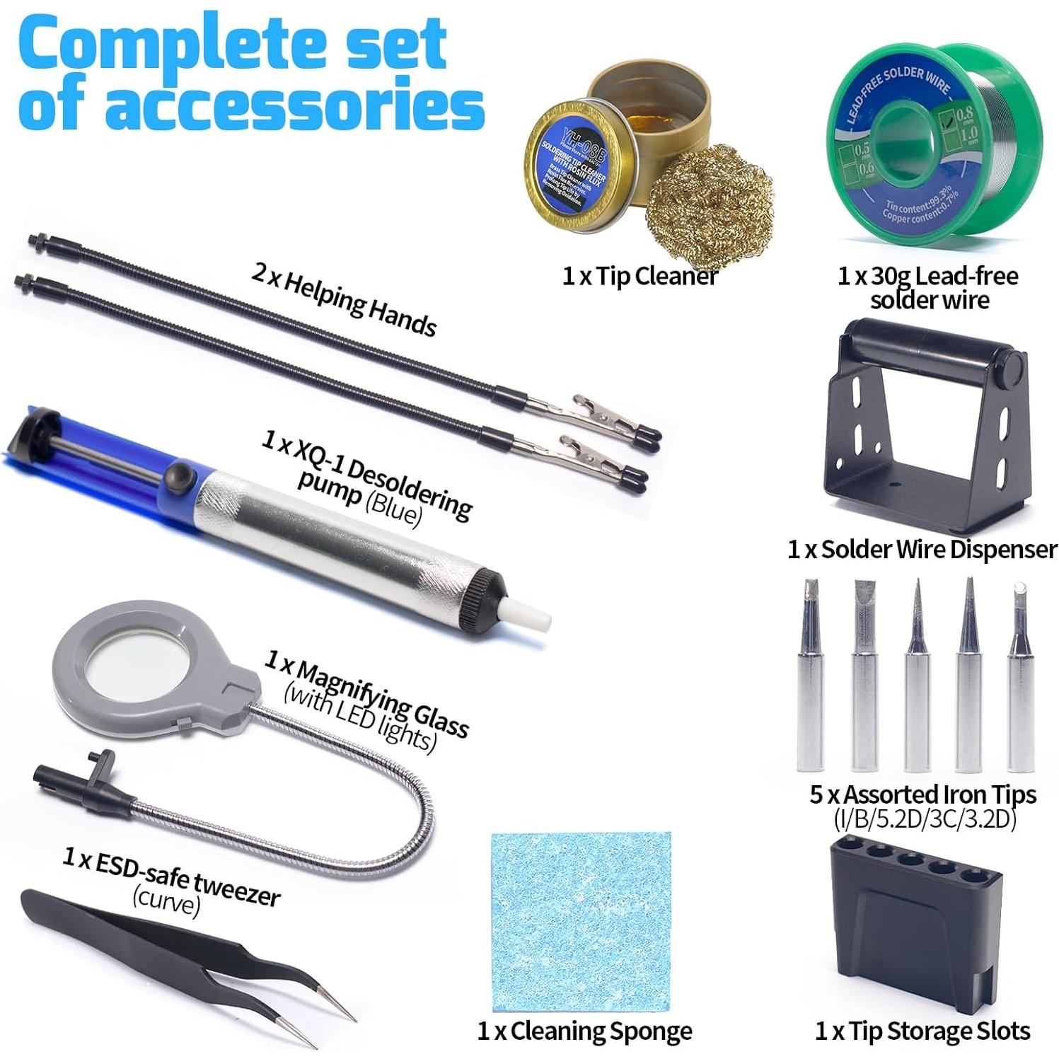 Estación de Soldadura WEP 927-IV 110W con Lupa LED y Accesorios