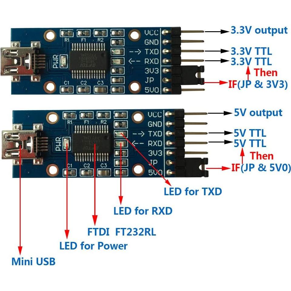 Adaptador USB a TTL DSD TECH SH-U09F FTDI 3.3V/5V