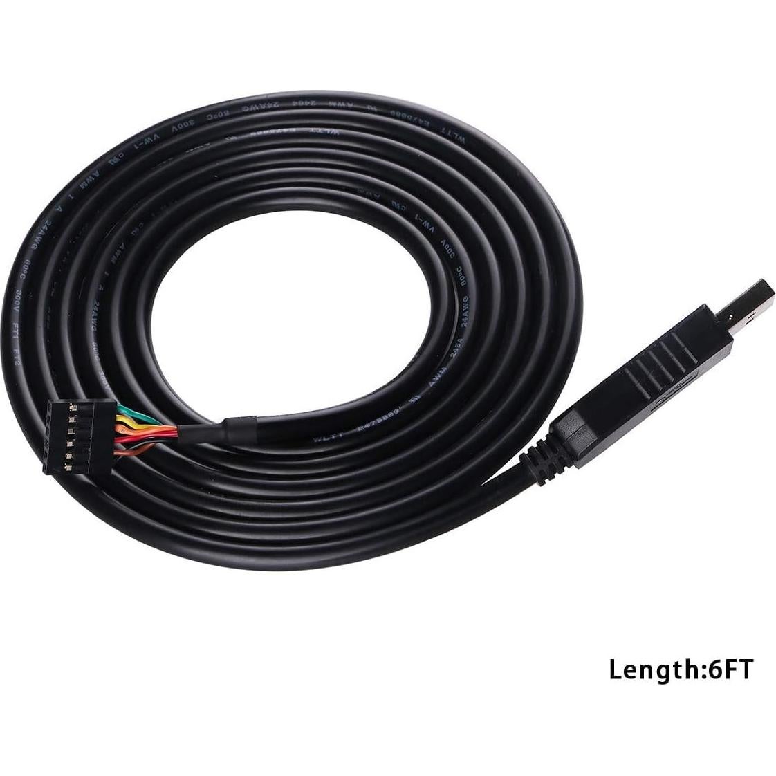 Cable Serial TTL USB FTDI 3.3V 5V 1.8m 6 Pines Dupont