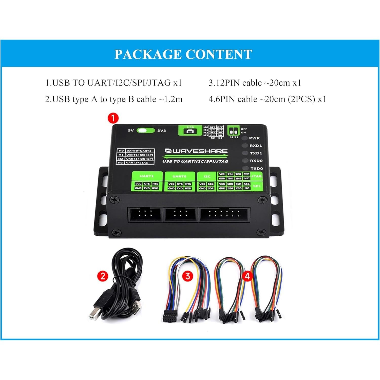 Convertidor USB a UART I2C SPI JTAG Wonrabai 9g