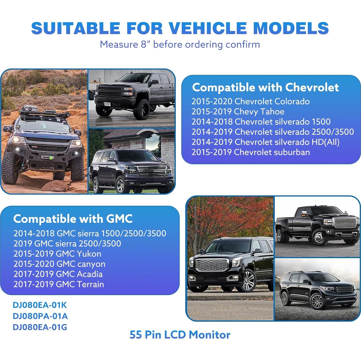 Pantalla Táctil de 20.32 cm LCD para Chevy GMC 2014-2019