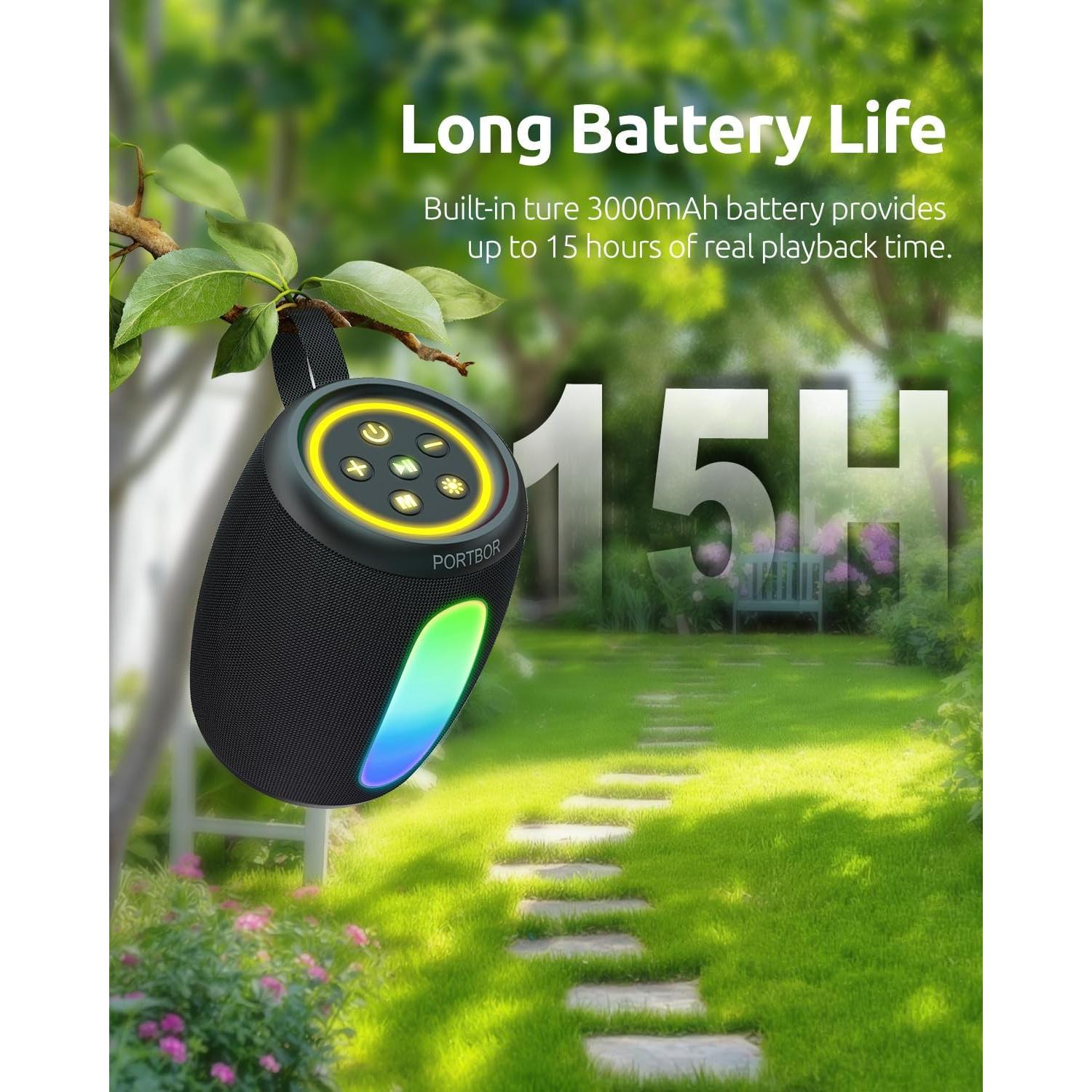 Altavoz Bluetooth PORTBOR KBR-SP02 3000mAh IPX5 Portátil