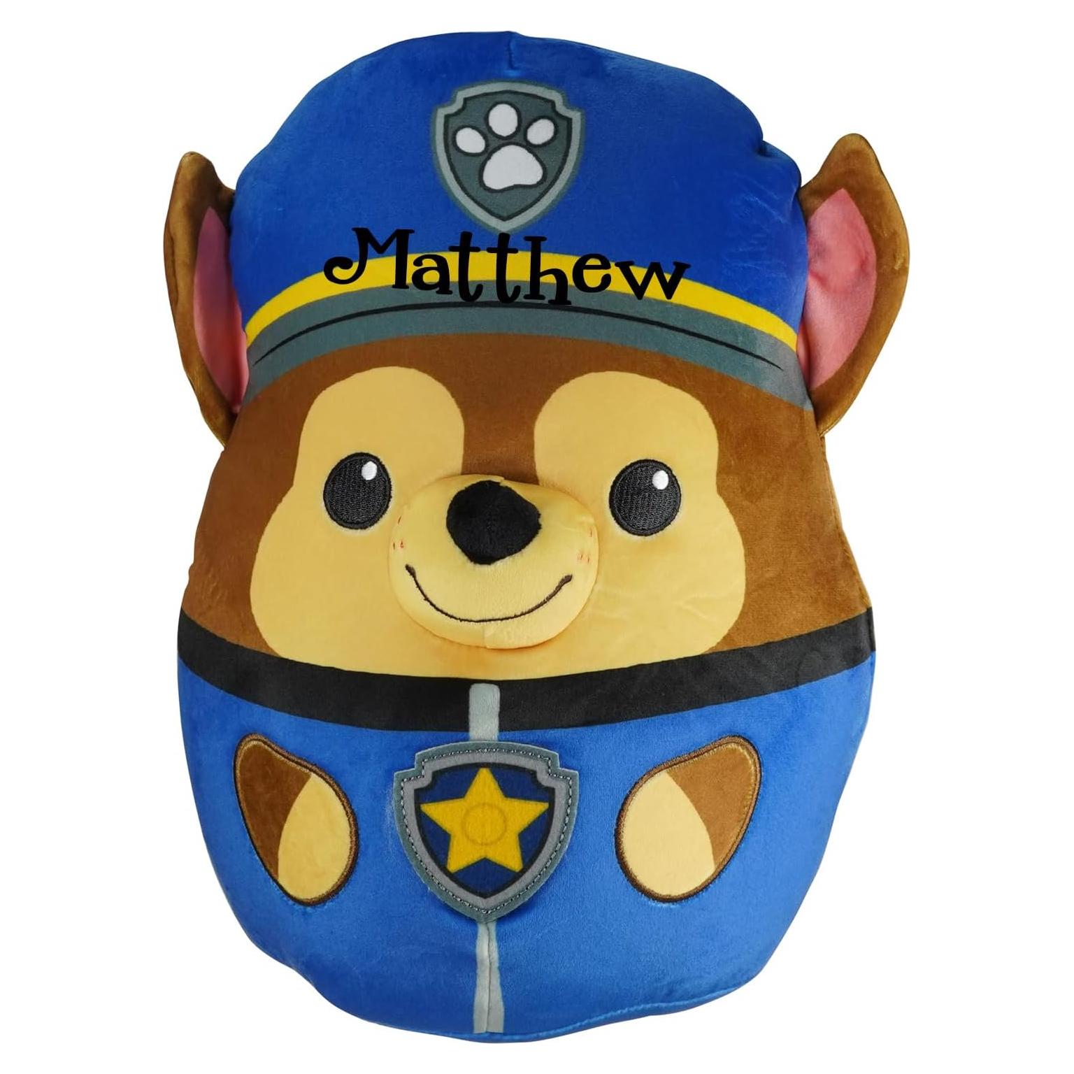 Peluche Chase Squish Paw Patrol 30 cm - Suave y Personalizable