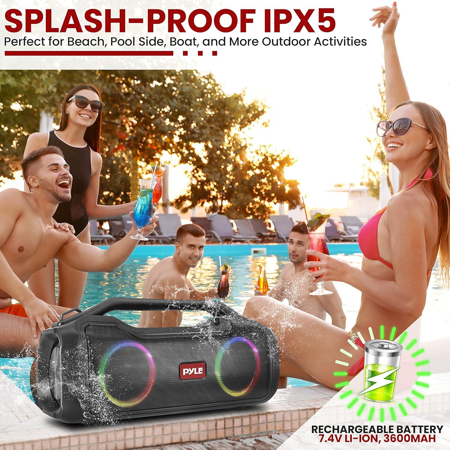 Altavoz Bluetooth Pyle USA Portátil Impermeable 40W TWS