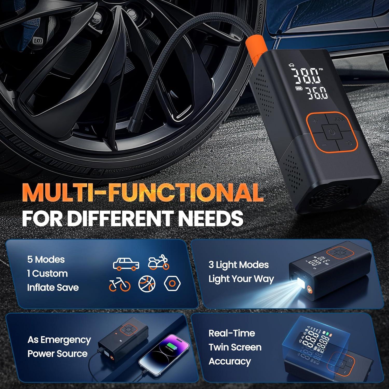 Compresor de Aire Portátil Lamfurart 150 PSI Bomba 20000mAh