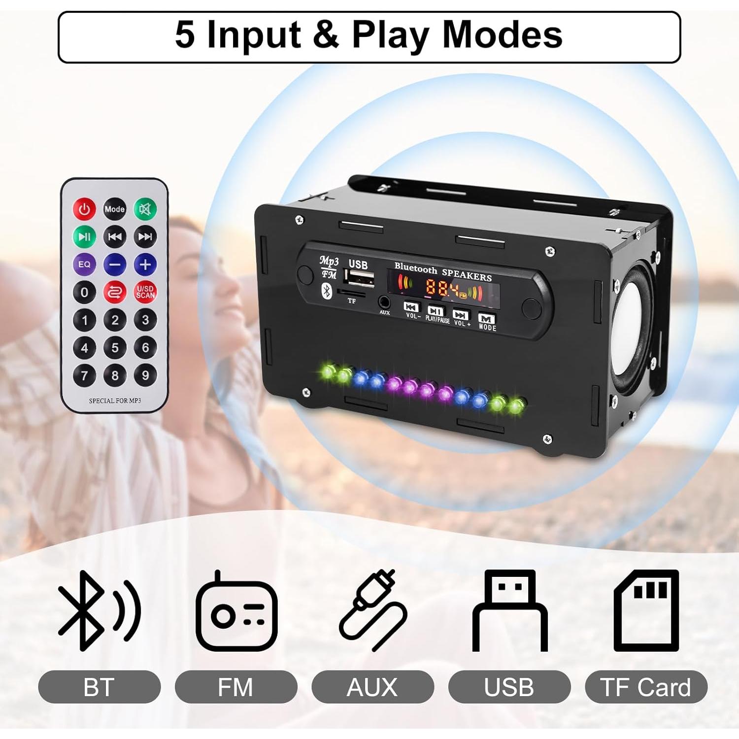 Kit de Altavoz Bluetooth DIY BANRIA con Pantalla Digital y Radio FM