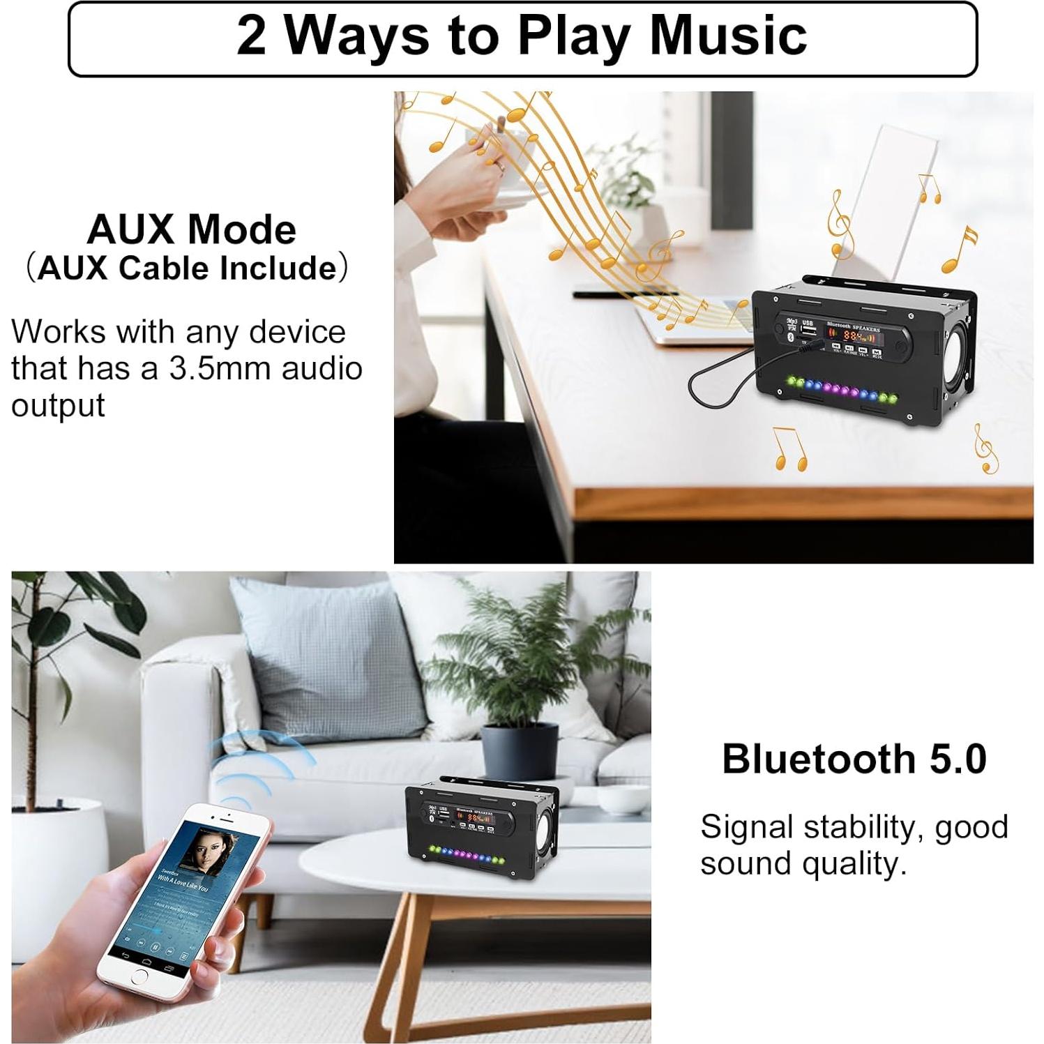 Kit de Altavoz Bluetooth DIY BANRIA con Pantalla Digital y Radio FM