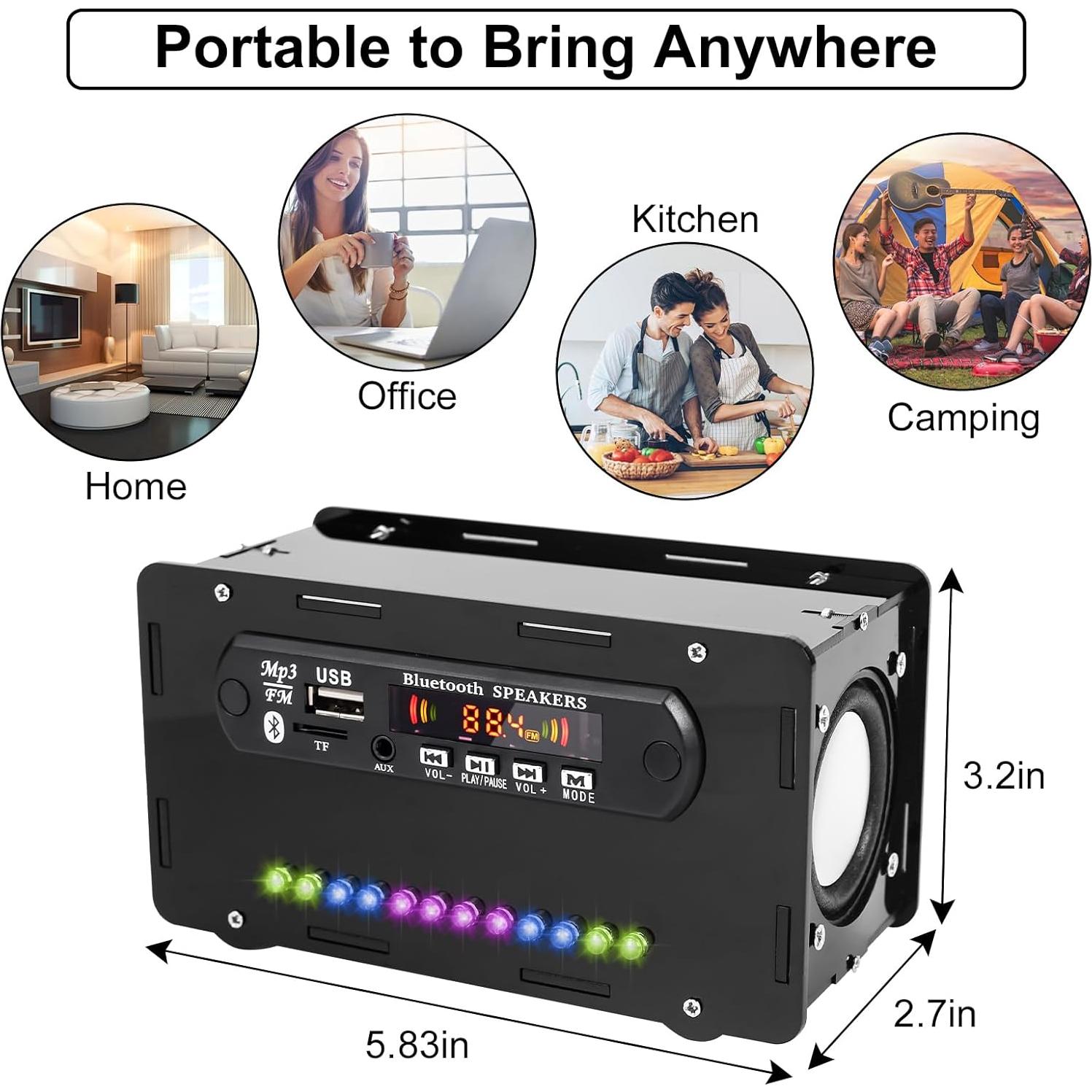 Kit de Altavoz Bluetooth DIY BANRIA con Pantalla Digital y Radio FM