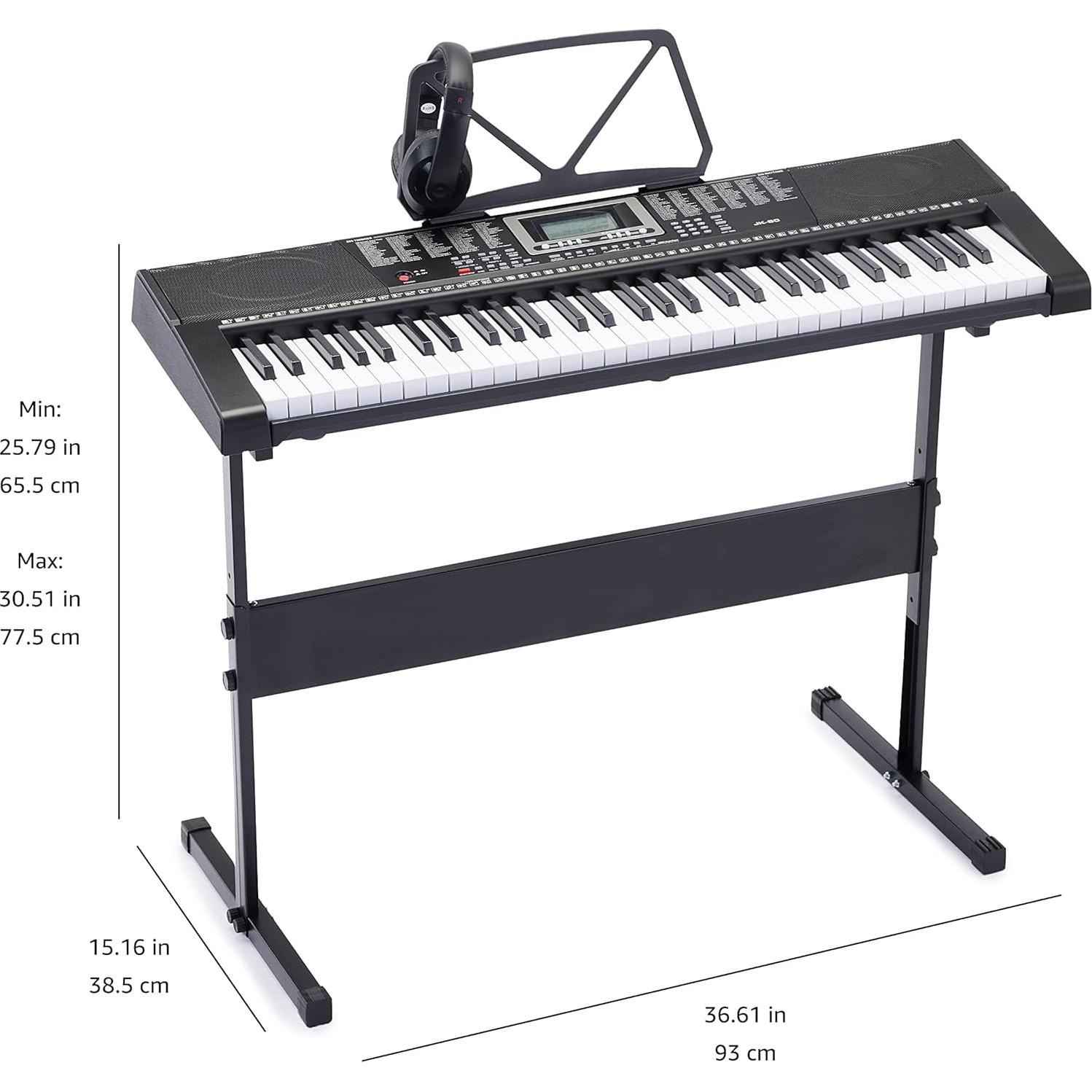 Piano Eléctrico Amazon Basics JK 80 con 61 Teclas y Altavoces