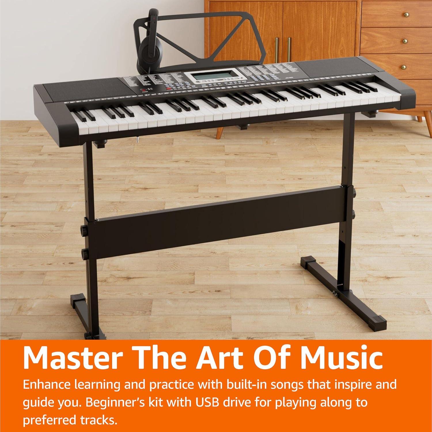 Piano Eléctrico Amazon Basics JK 80 con 61 Teclas y Altavoces