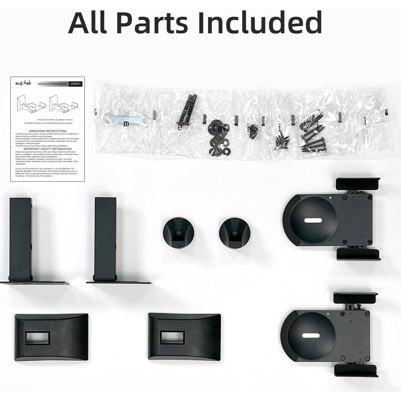 Soportes de Pared para Altavoces Suptek - Ajustables 25kg, 2 Piezas