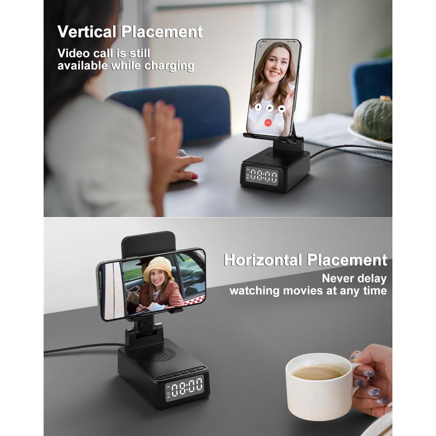 Soporte para Teléfono con Altavoz Bluetooth y Cargador Inalámbrico BQ12