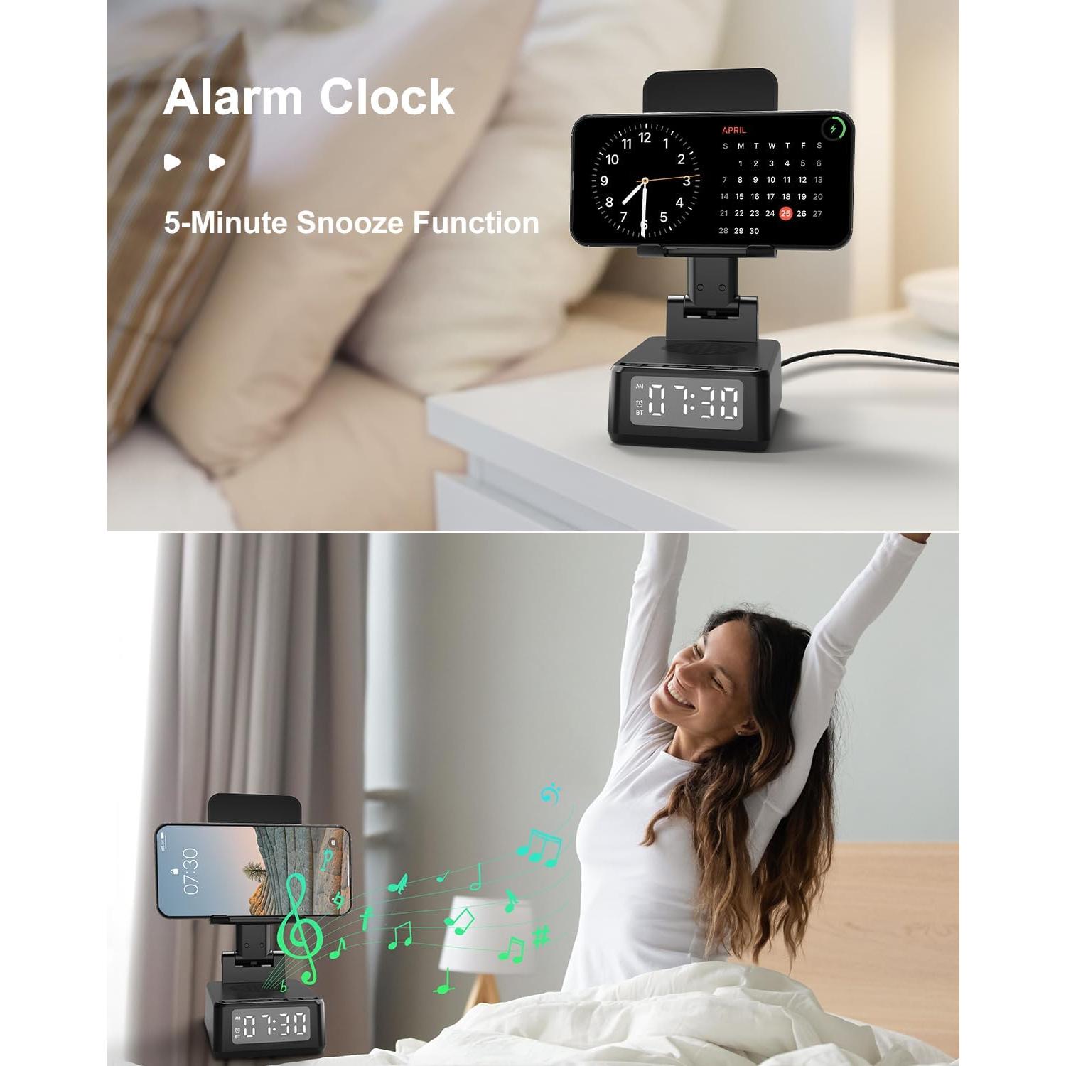 Soporte para Teléfono con Altavoz Bluetooth y Cargador Inalámbrico BQ12