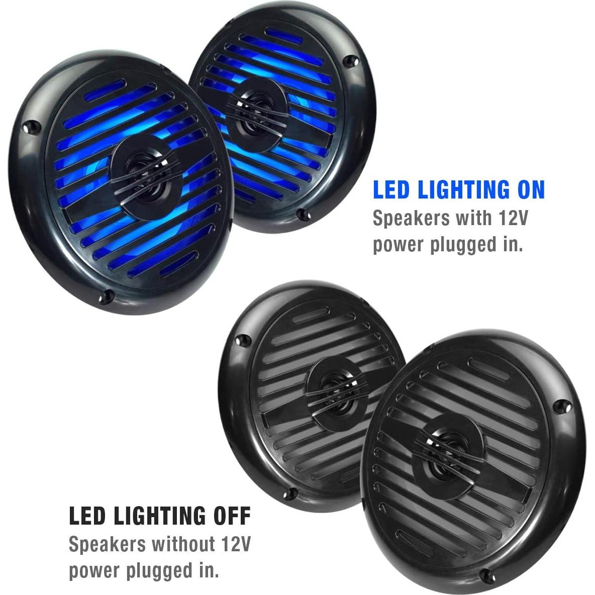 Altavoces Coaxiales Resistentes al Agua Magnadyne WR5B LED 5.25"