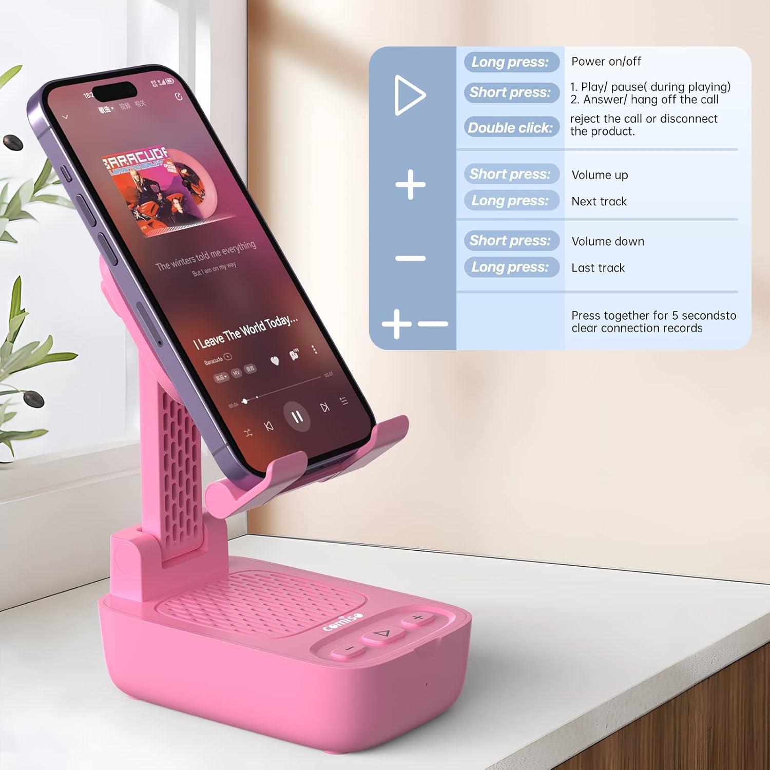 Altavoz Bluetooth Inalámbrico COMISO X8 Rosa con Soporte