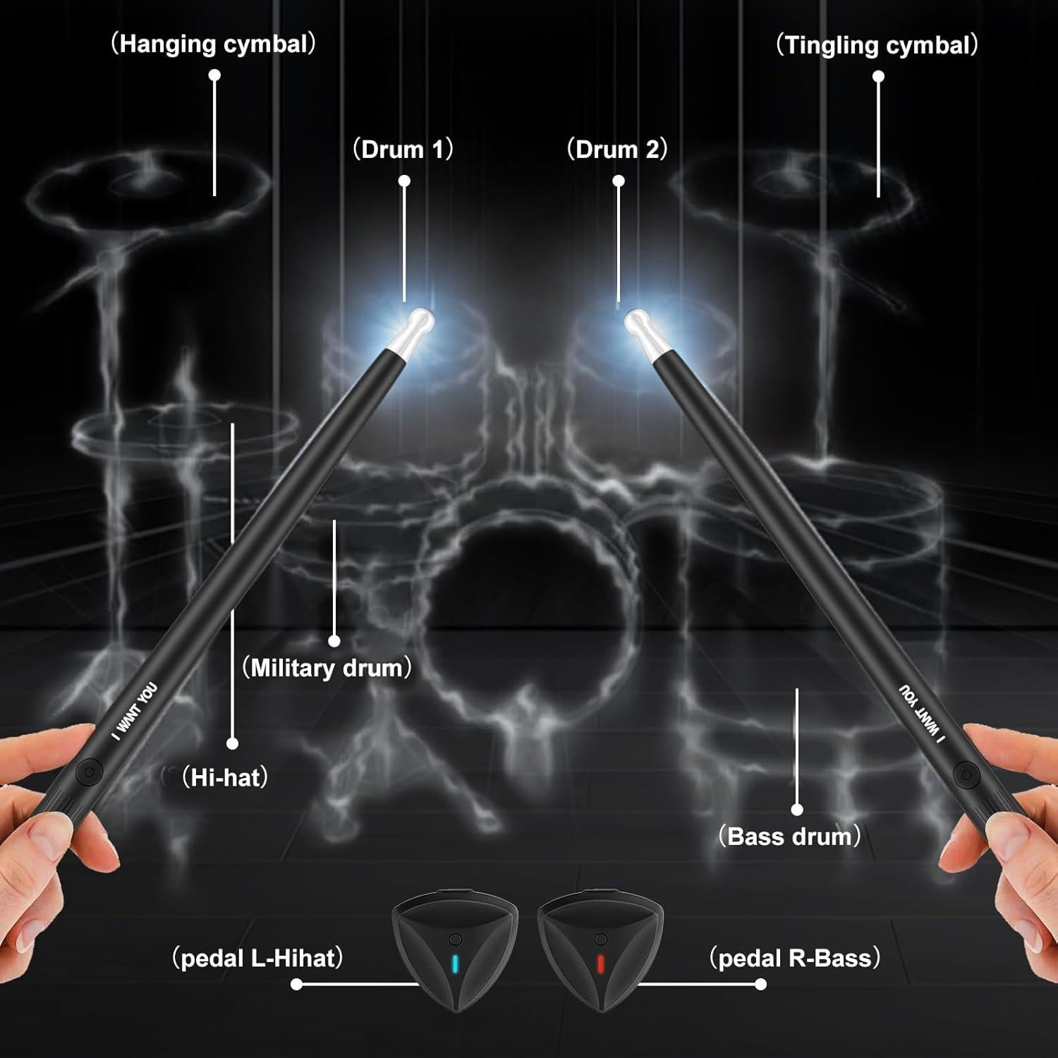 Juego de Batería de Aire KOQQQ K20 con Bluetooth y Pedales