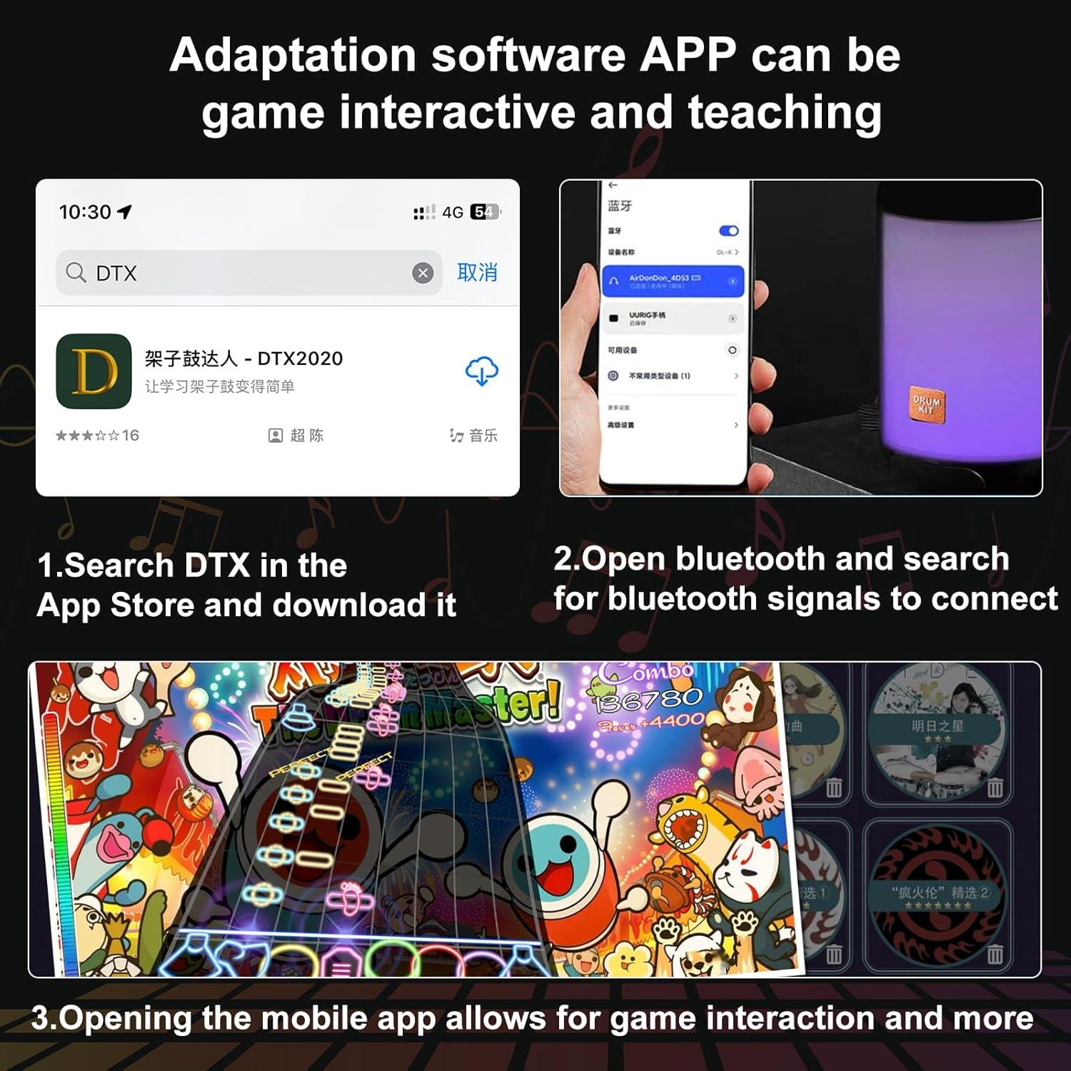 Juego de Batería de Aire KOQQQ K20 con Bluetooth y Pedales