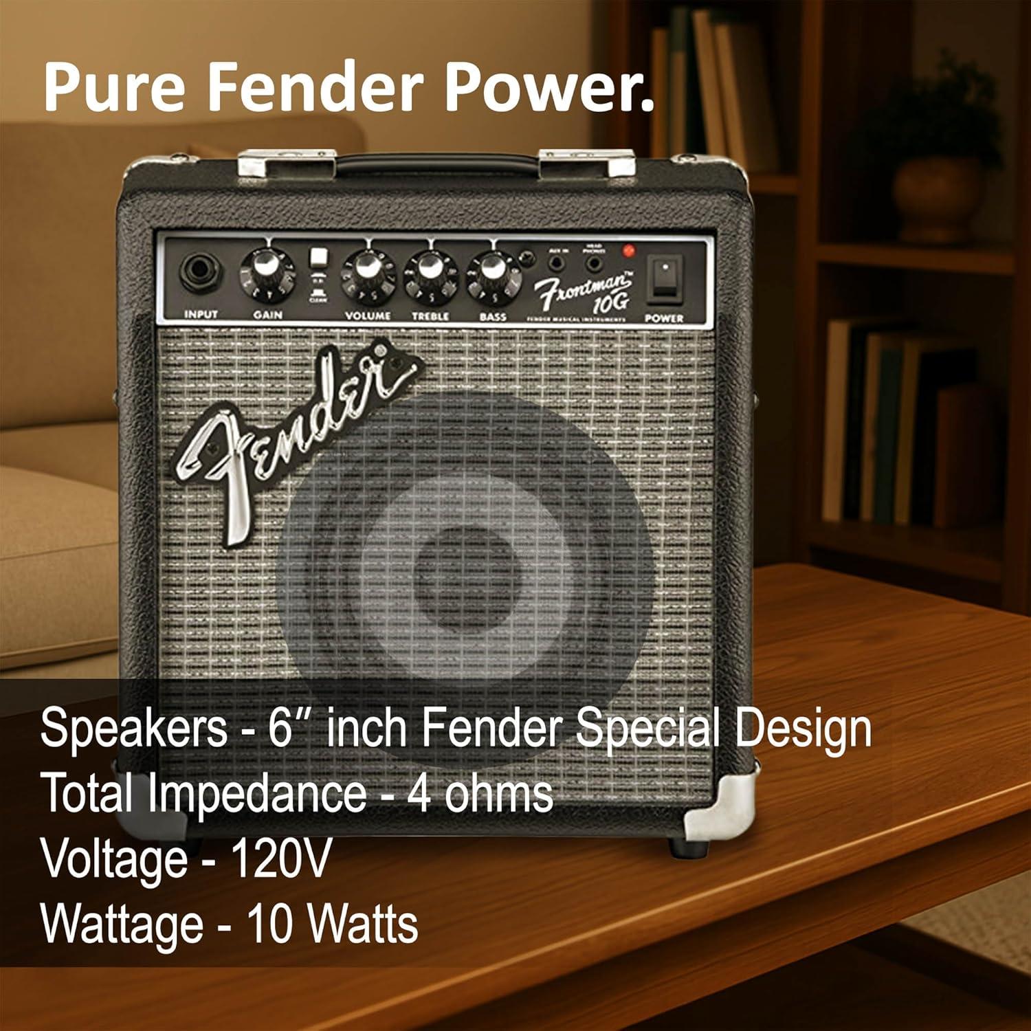 Amplificador de guitarra Fender Frontman 10G 10W con cable y 12 púas