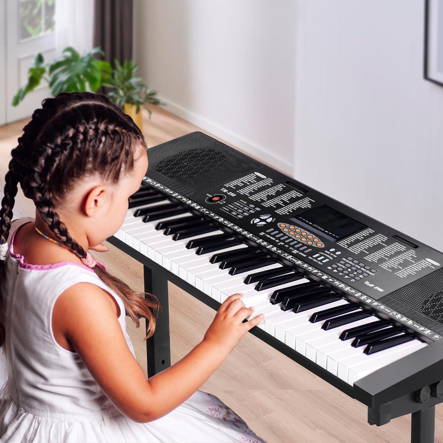 Piano Electrónico ZENY 61 Teclas con Soporte y Auriculares