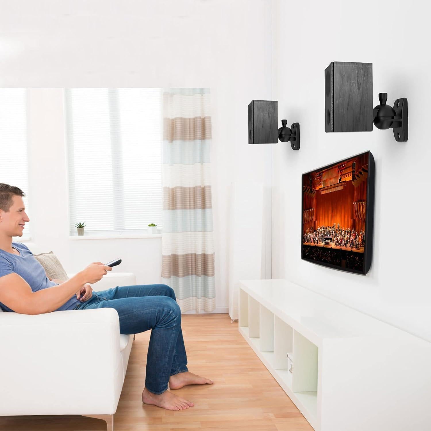Soporte de Pared para Altavoces HomeMount - Ajustable, Negro