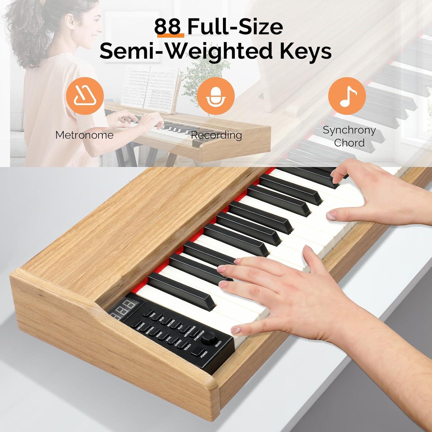 Piano Digital Glarry GPP-108 88 Teclas Semi-Pesadas Bluetooth