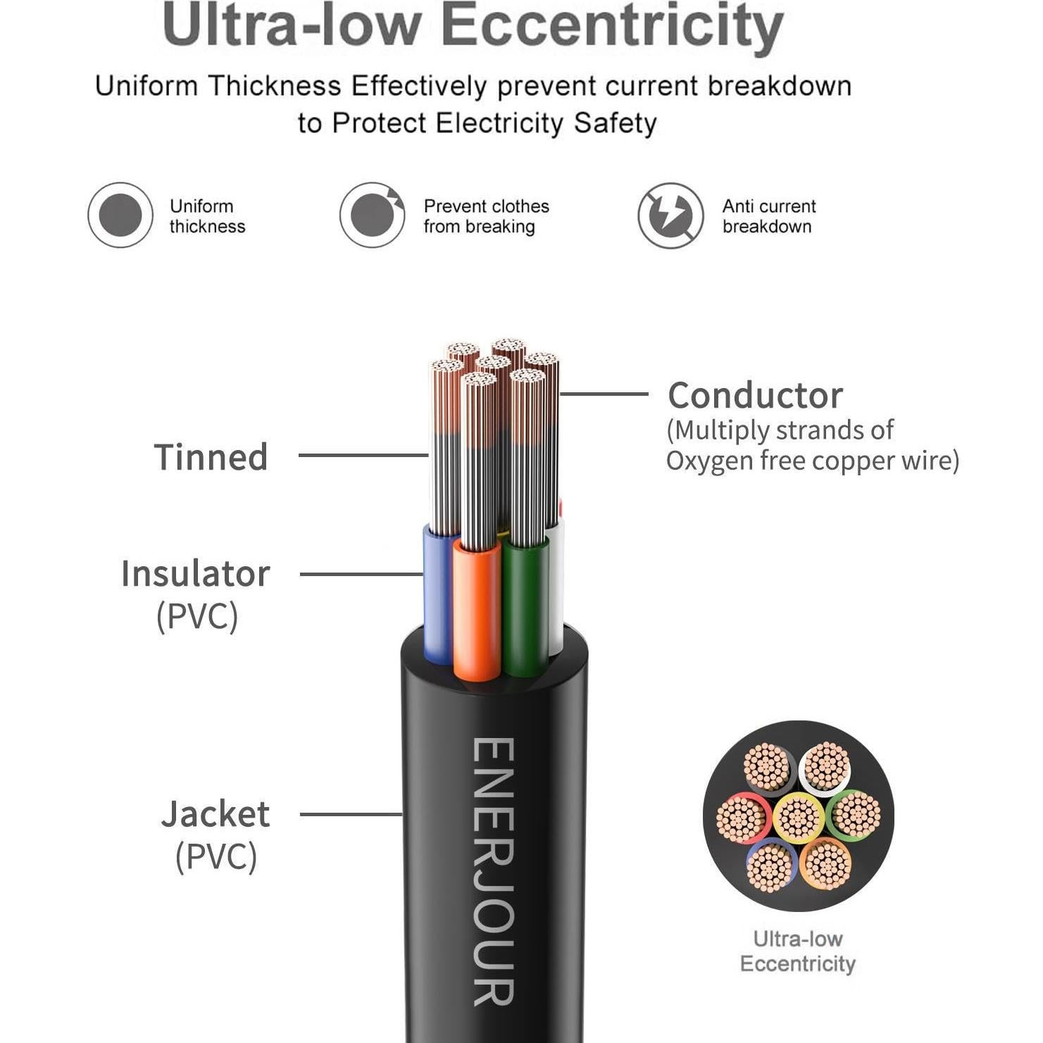 Cable eléctrico 18 AWG 7 conductores ENERJOUR 30.48m para LED