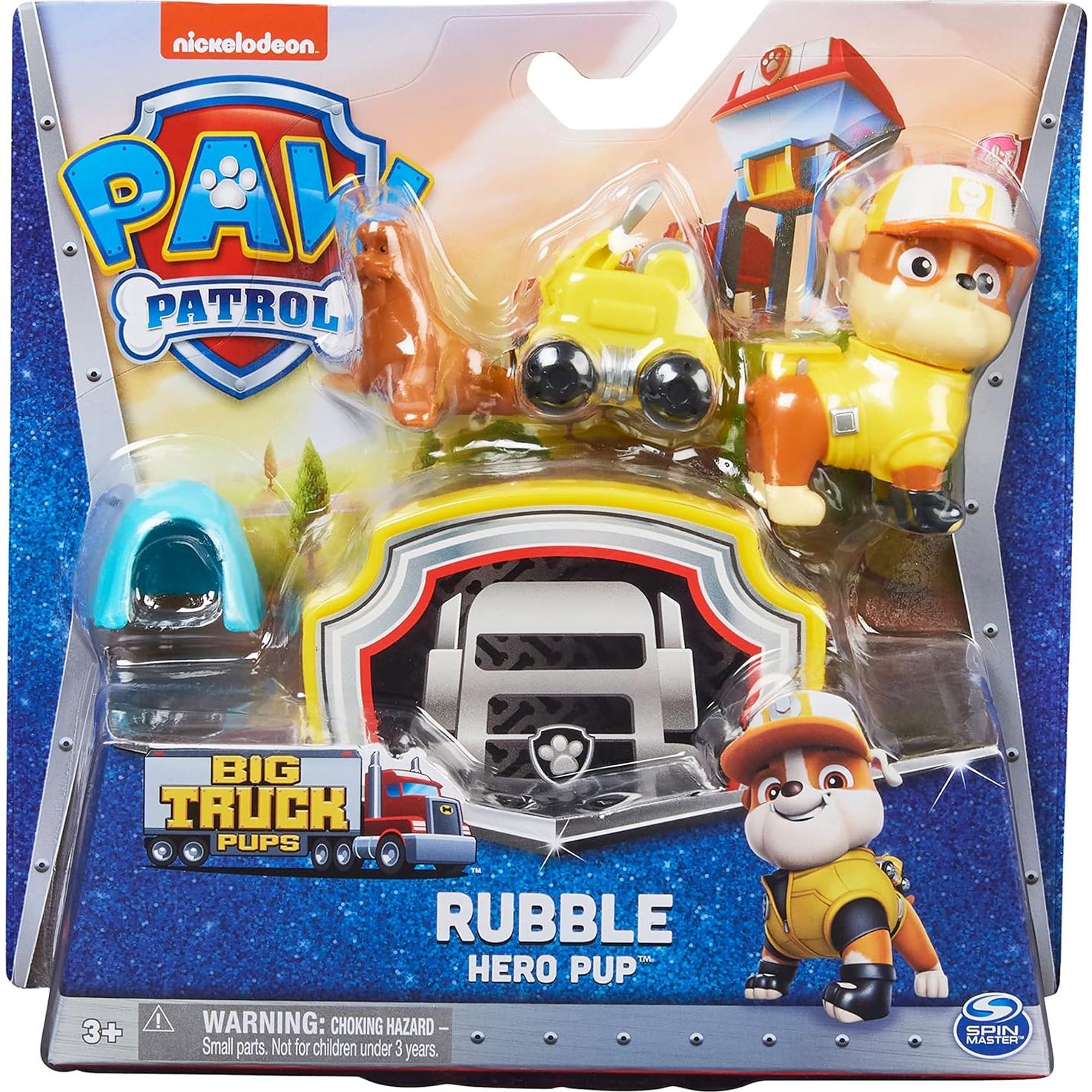 Figura de acción Paw Patrol Rubble con dron y plataforma
