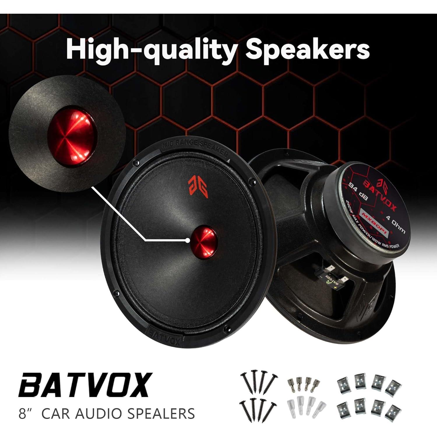 Altavoces de Rango Medio GRTSKY MX80P1 8" 480W 4 Ohm Negro