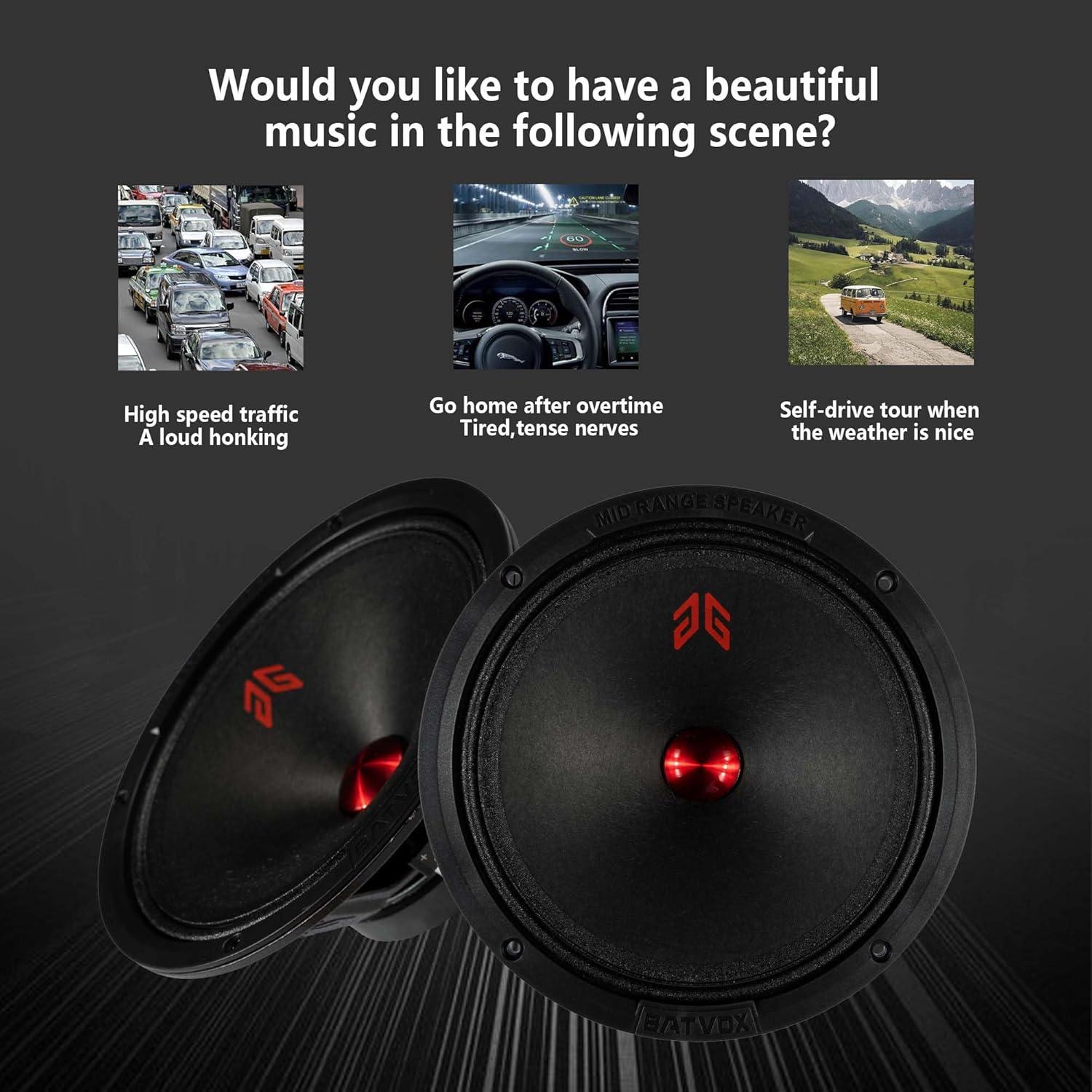 Altavoces de Rango Medio GRTSKY MX80P1 8" 480W 4 Ohm Negro