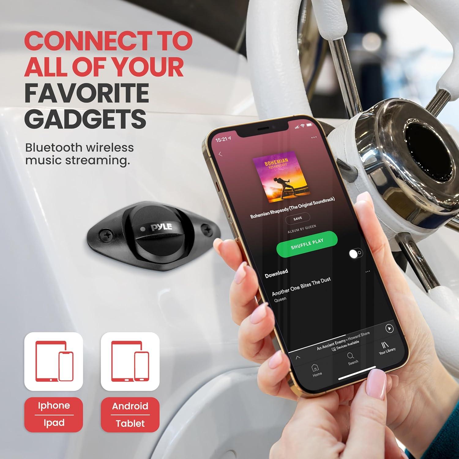 Amplificador Marino Pyle PLMRMB4CW 4 Canales 200W Bluetooth