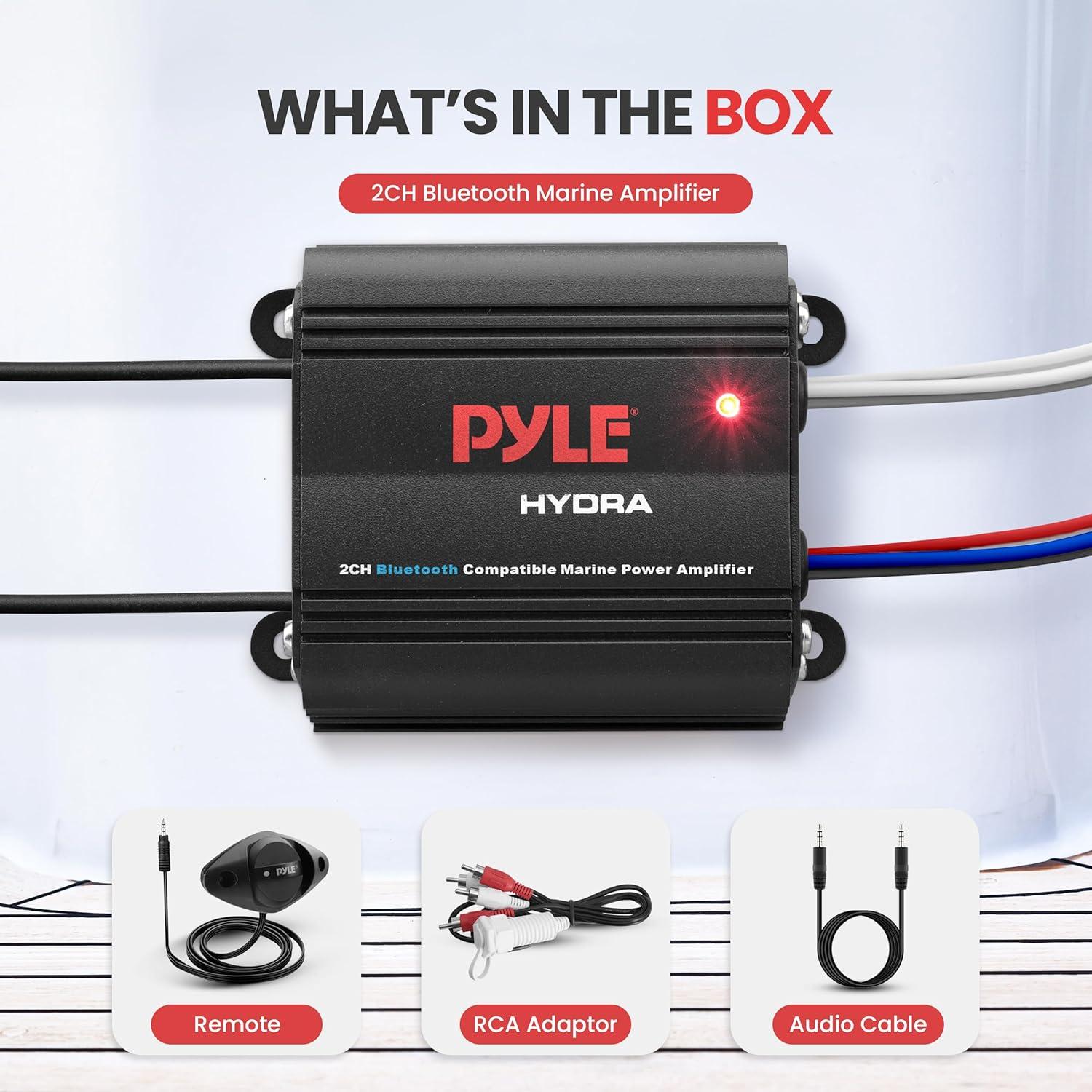 Amplificador Marino Pyle PLMRMB2CB 2 Canales 200W Bluetooth