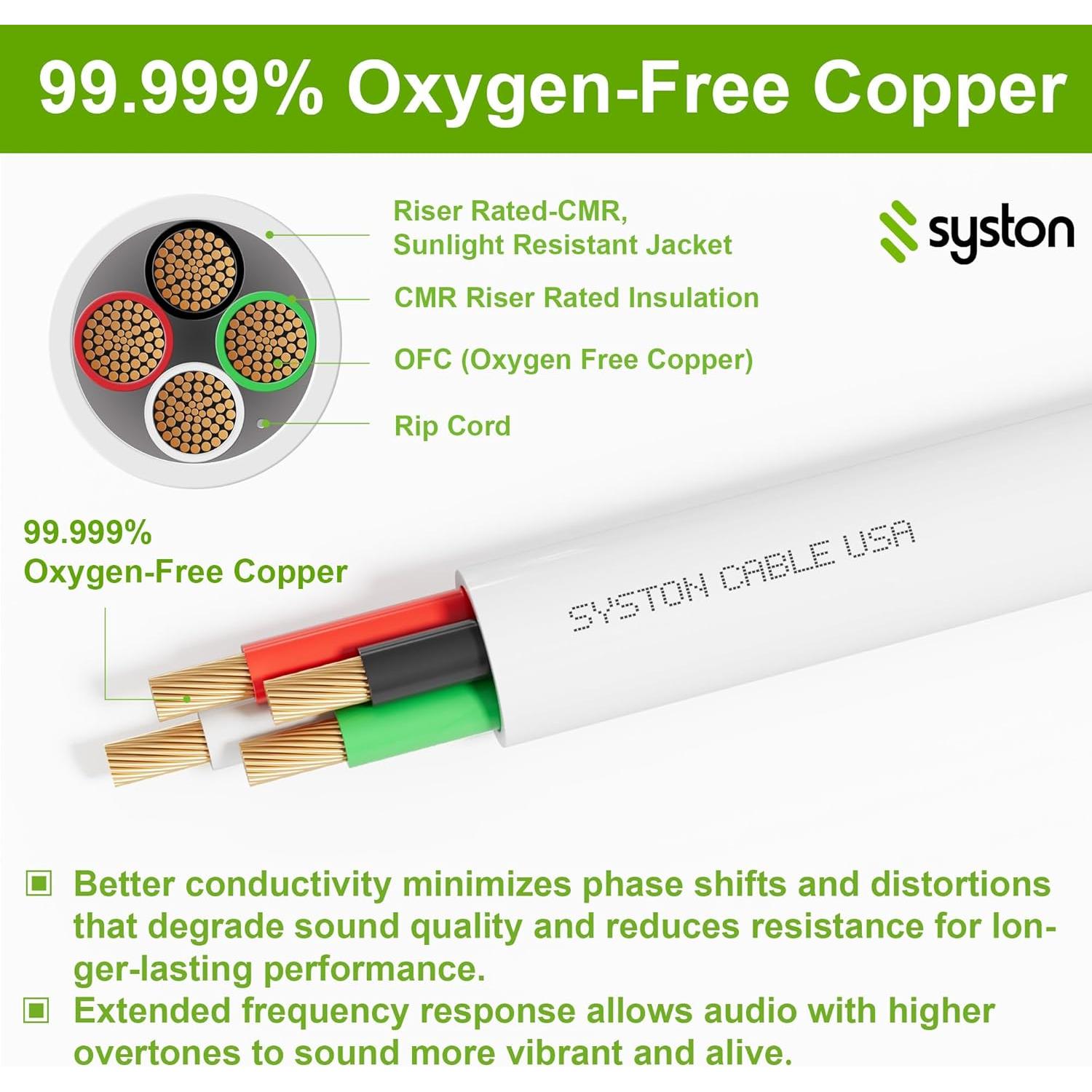 Cable de Audio SYSTON 16/4 OFC 30.48 m Blanco para Altavoces