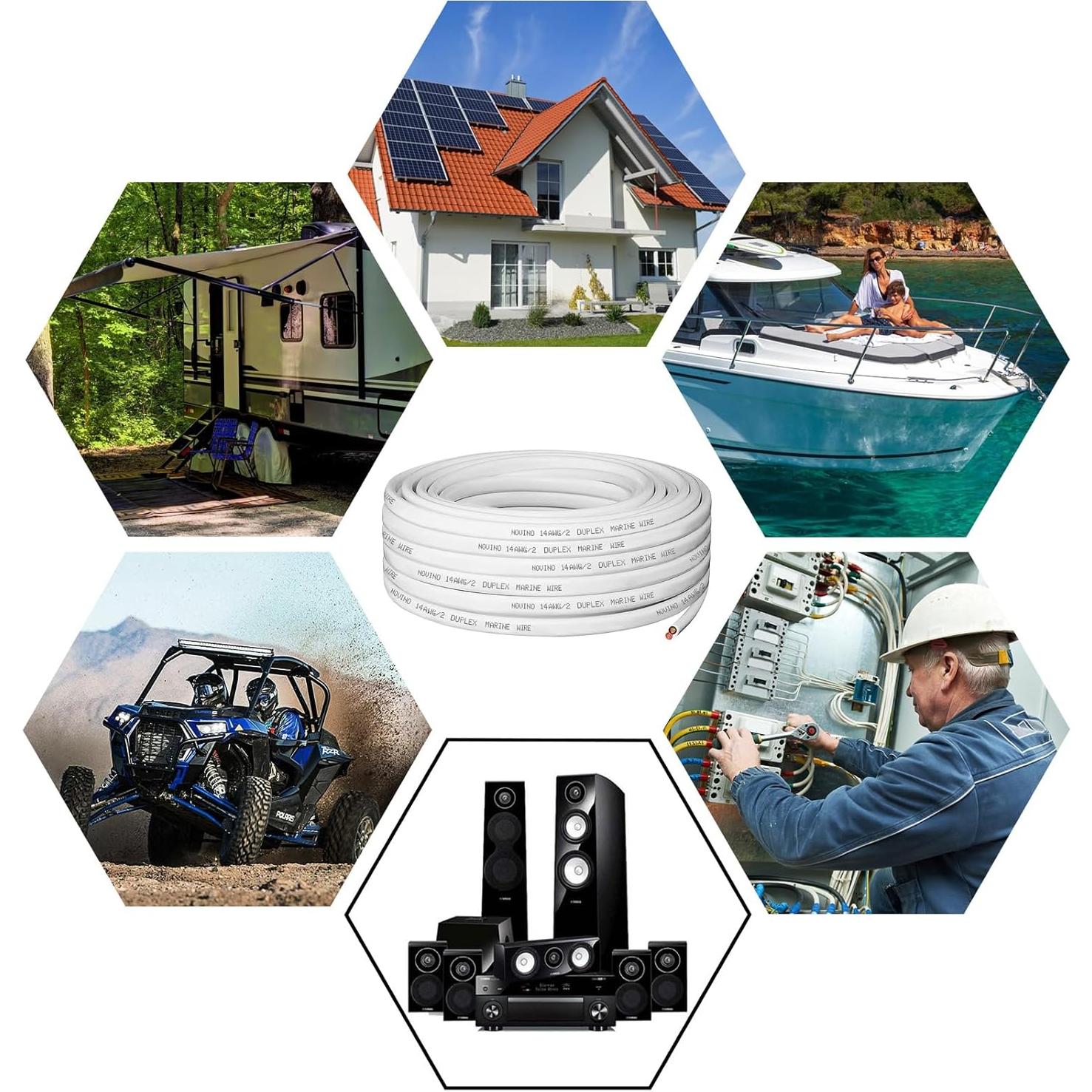 Cable Marino Dúplex 14 AWG 30.48 m Cobre Estañado NOVINO