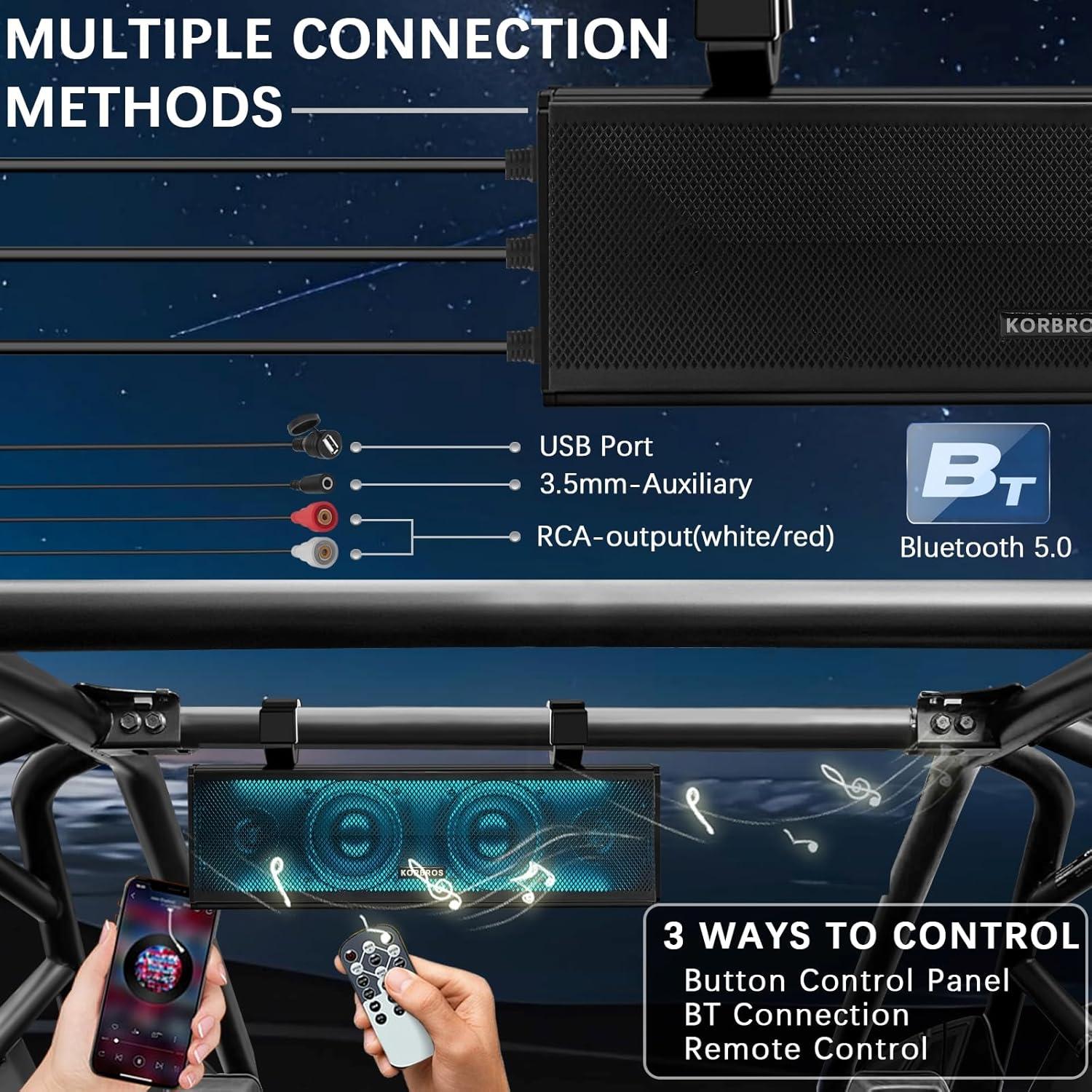 Barra de Sonido UTV KORBROS MT4100 Bluetooth 43cm IP66