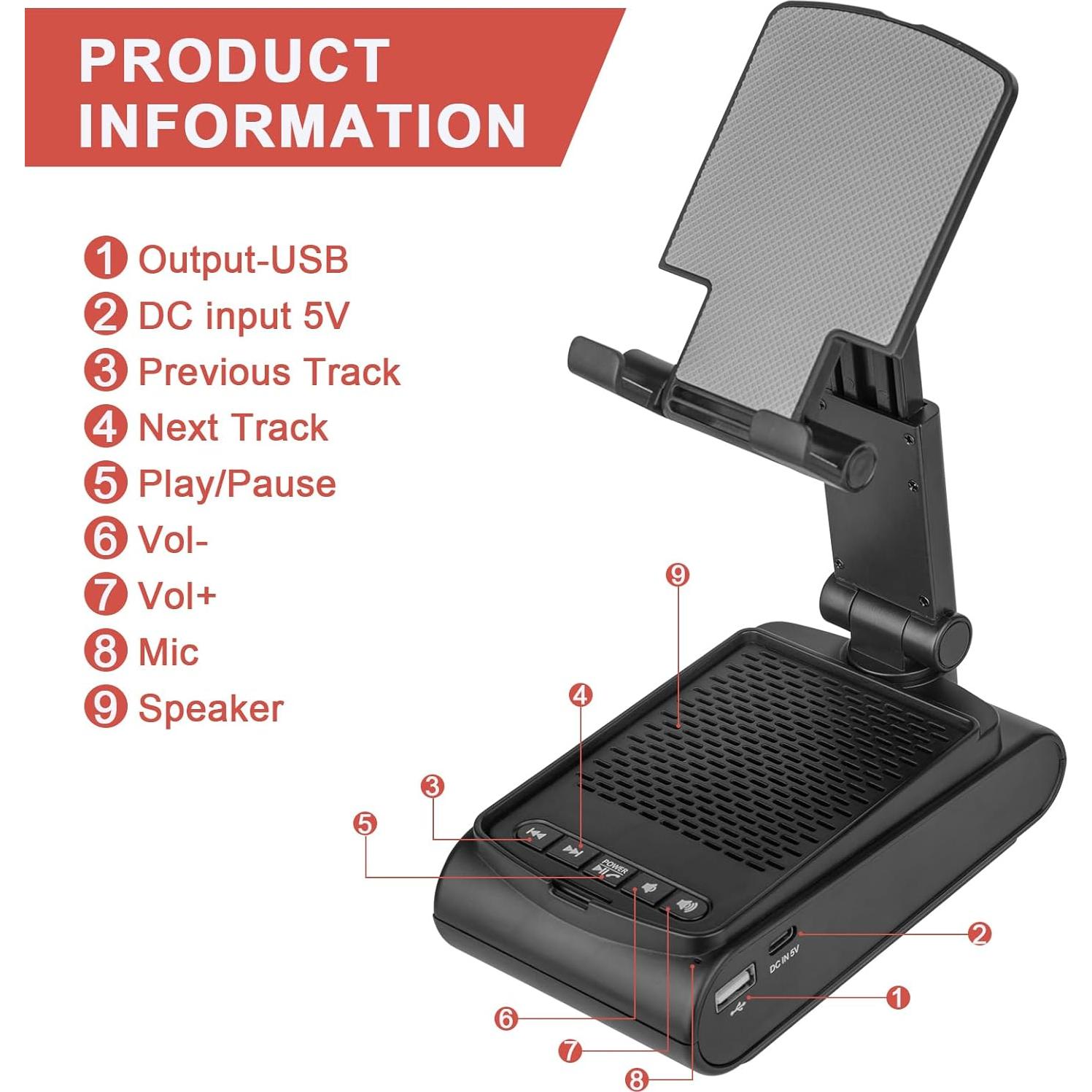 Soporte para Teléfono Móvil con Altavoz Bluetooth Fanlory