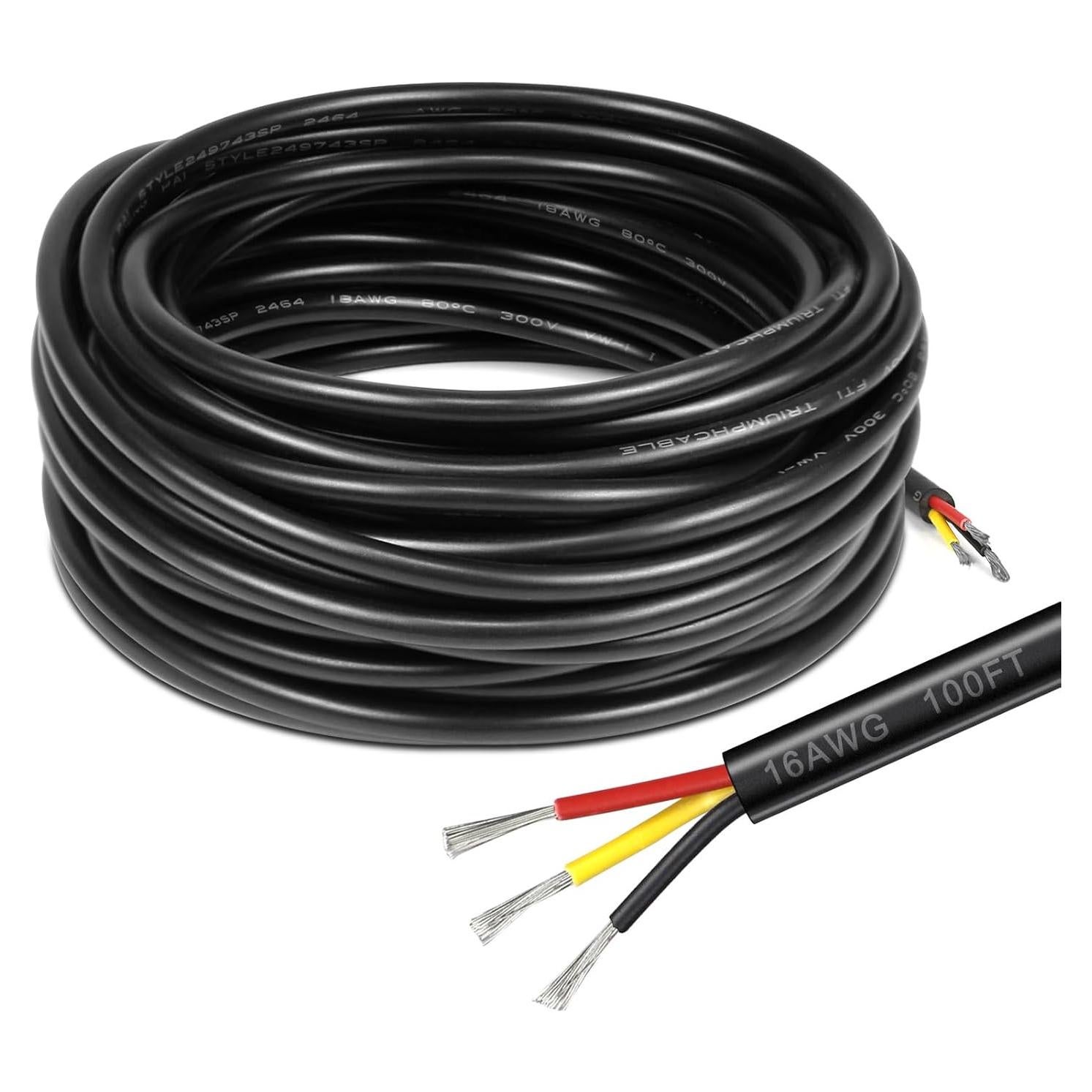 Cable eléctrico 16 AWG 3 conductores 30M GF PVC