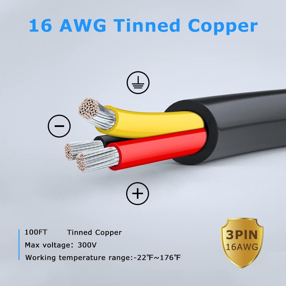Cable eléctrico 16 AWG 3 conductores 30M GF PVC