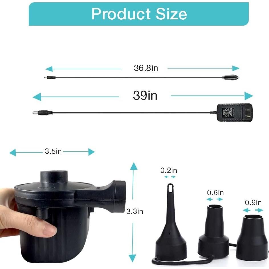 Bomba de Aire Eléctrica Inscool Portátil 3 Boquillas 0.34kg