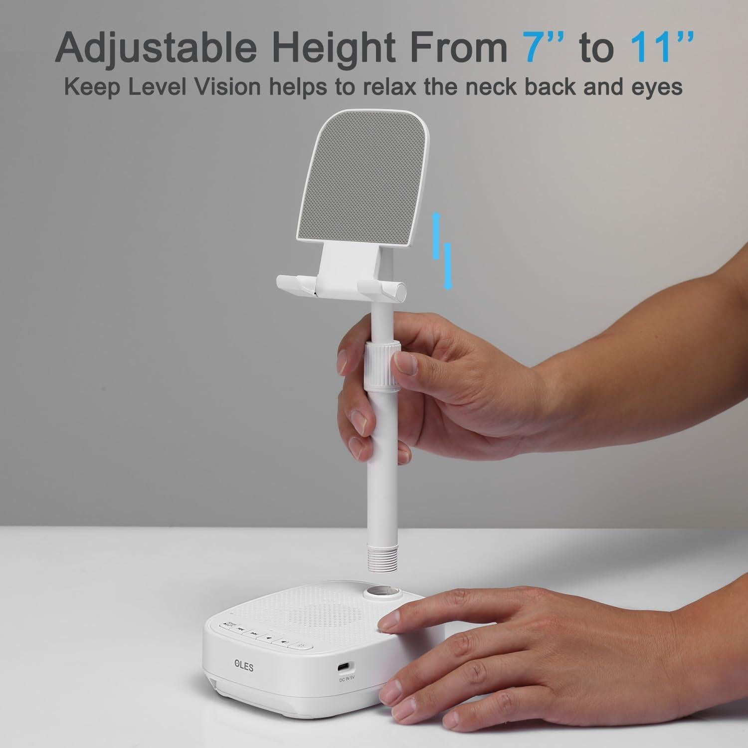 Soporte Ajustable para Teléfono Móvil OLES con Altavoz Bluetooth y Luz LED